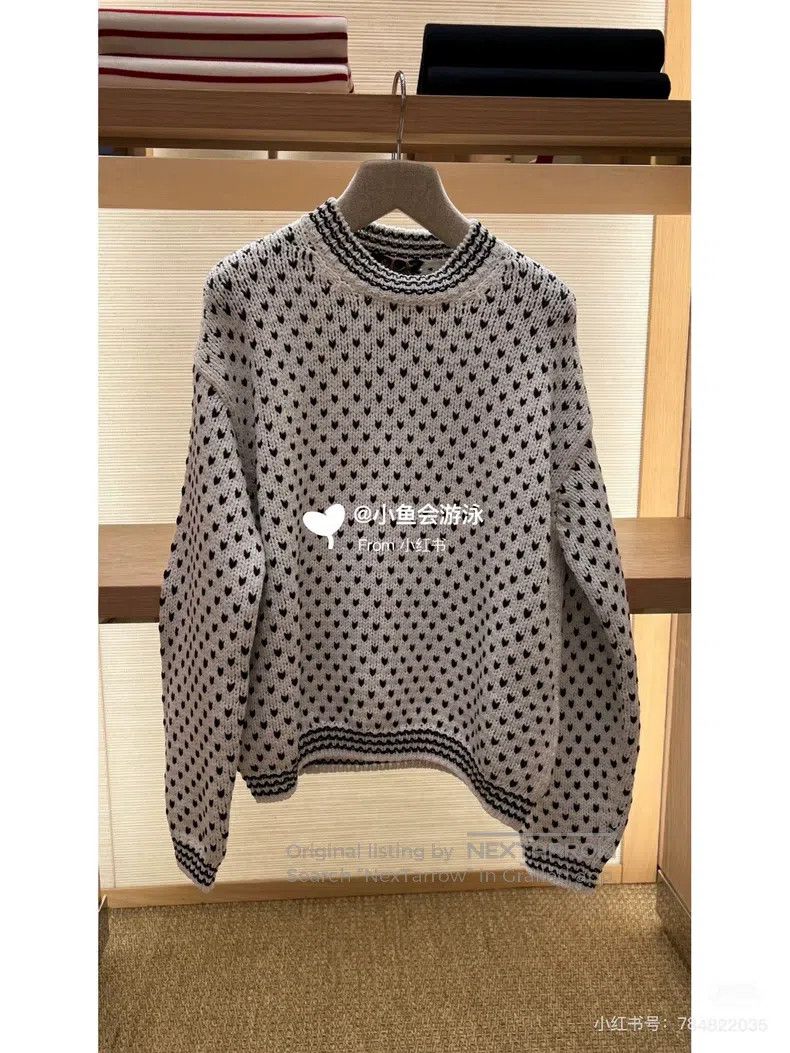 Loro Piana Loro Piana White round-neck heart-knit sweater Size M / US 6-8 / IT 42-44 - 6 Thumbnail