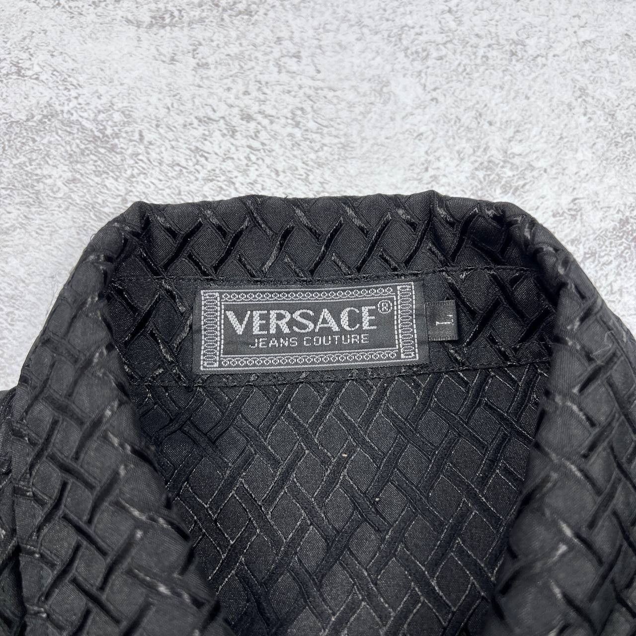 Versace Jeans Couture VINTAGE Versace Designer Long Sleeve Shirt Black Woven Print Size US L / EU 52-54 / 3 - 5 Thumbnail