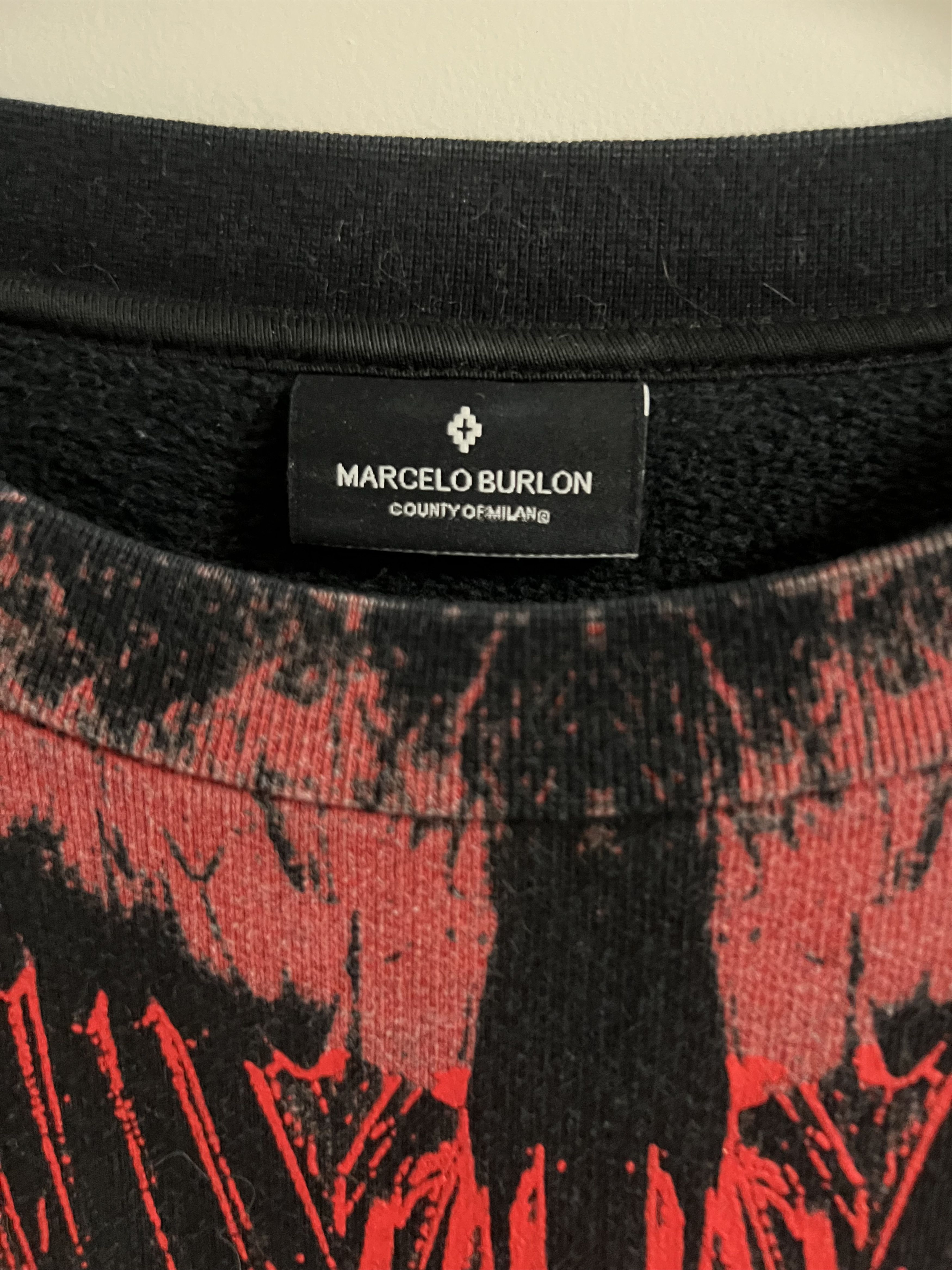 Marcelo Burlon County of Milan Red Icon Wings Graphic Crewneck Size US S / EU 44-46 / 1 - 3 Thumbnail