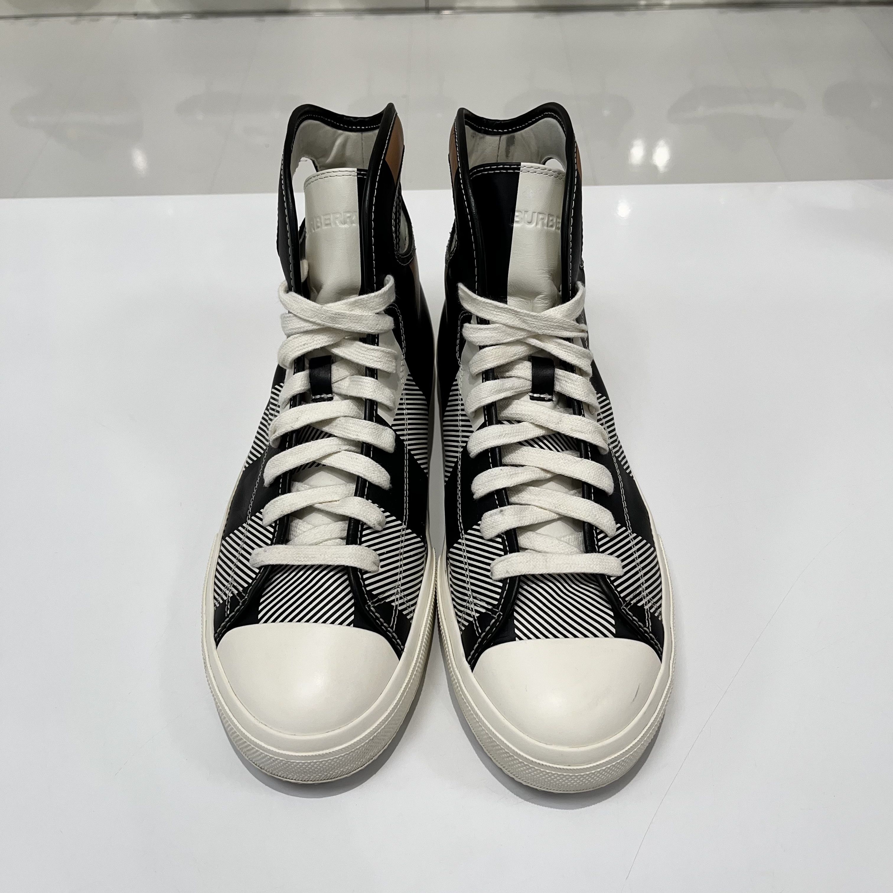 Burberry Burberry Larkhall High-Top Sneakers Check Print Leather Size US 12.5 / EU 45-46 - 10 Thumbnail