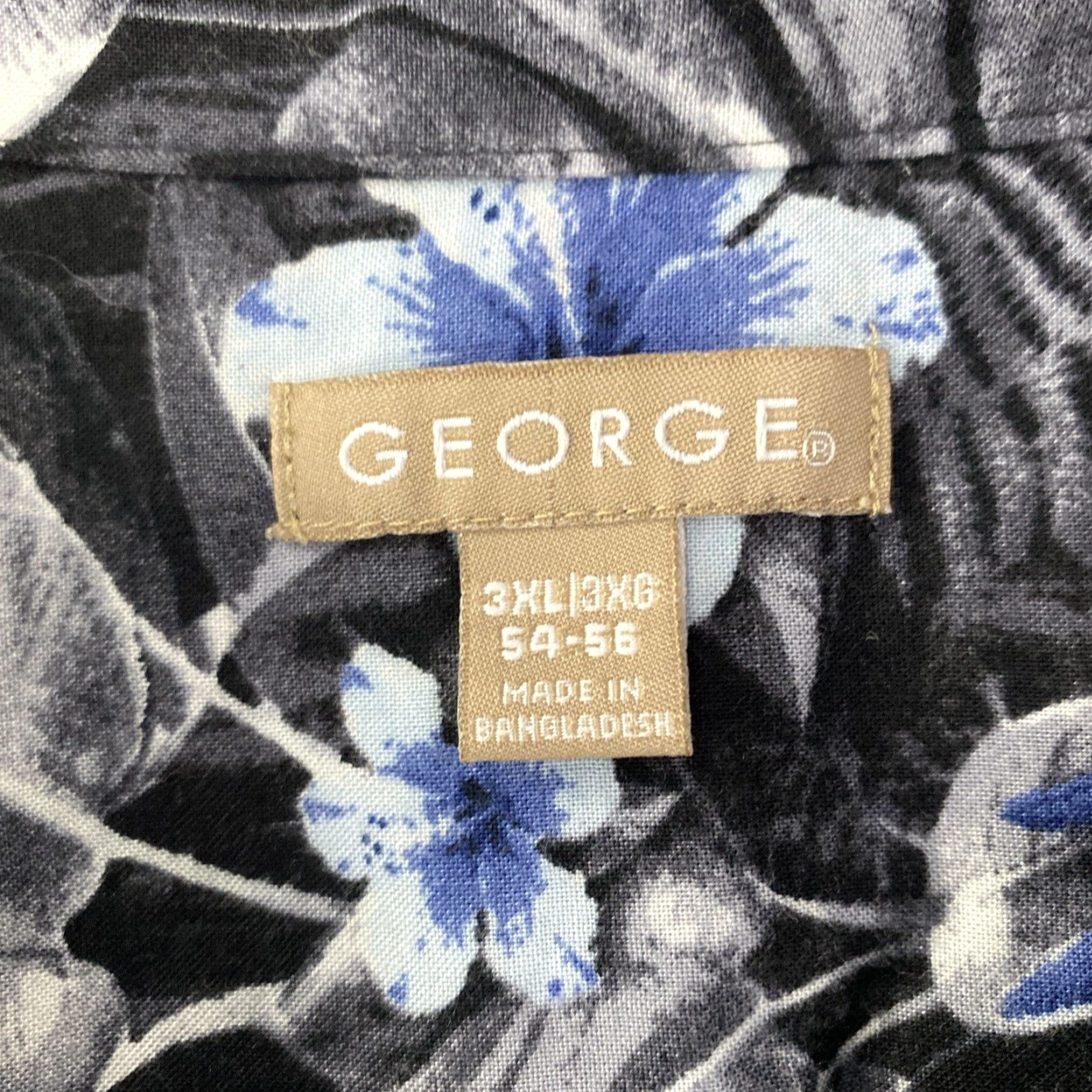 George George Hawaiian Shirt Mens 3XL 3XG 30x34 AOP Bird Floral Blue Lightweight Beach Shirt Size US XXL / EU 58 / 5 - 3 Thumbnail