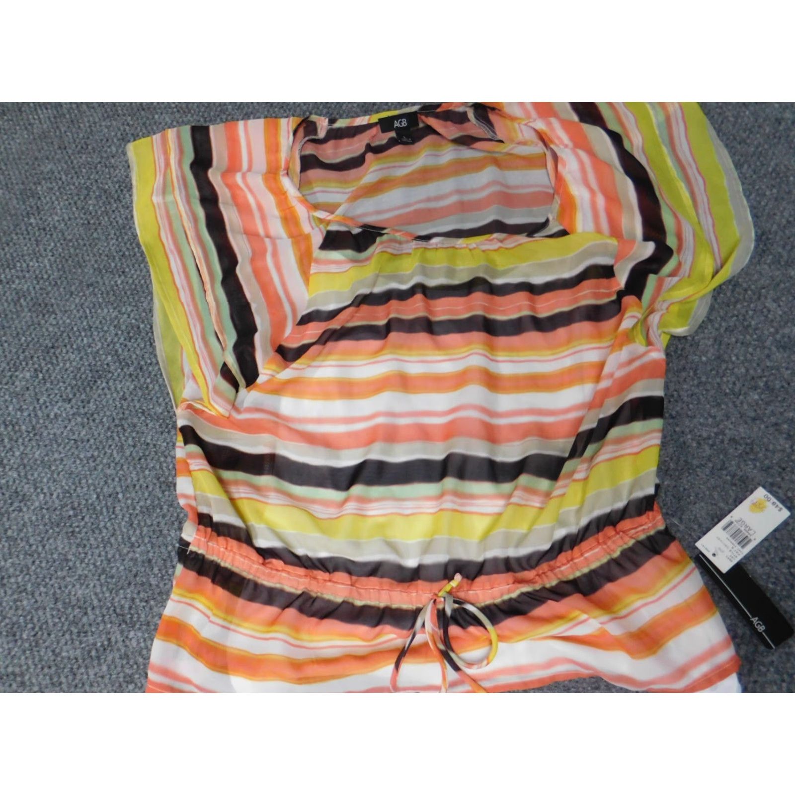 Vintage AGB Blouse Shirt Women Large Orange Stretch Pullover Casual Polyester Rayon Sleeveless Collared Ruffle Size L / US 10 / IT 46 - 4 Thumbnail