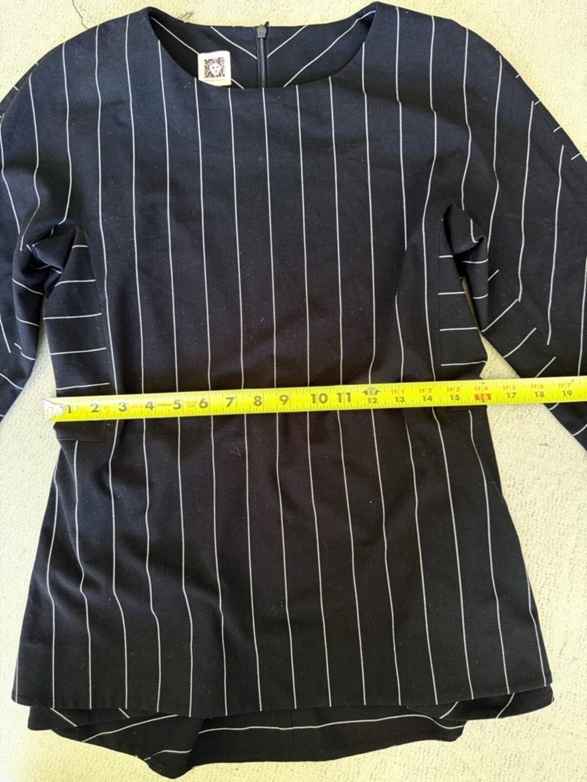 Other Anne Klein / Pinstripe Tunic Top / Black White Size M / US 6-8 / IT 42-44 - 4 Thumbnail