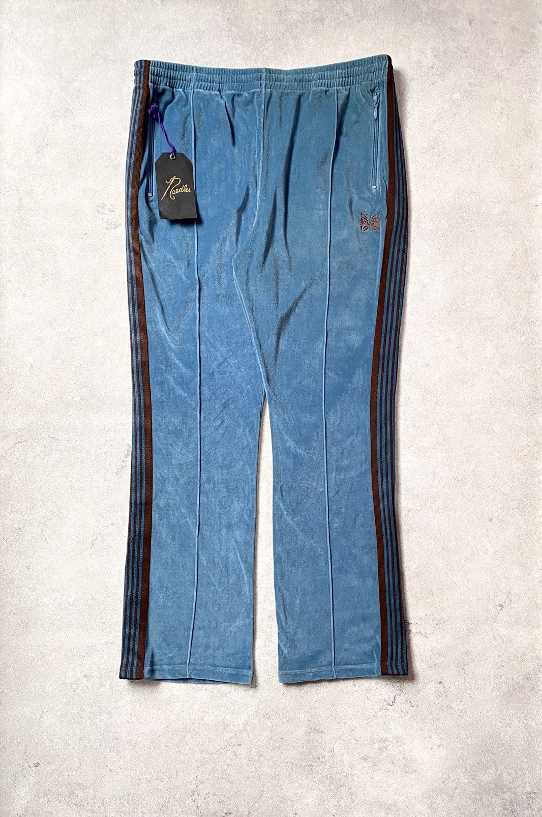 Needles NEEDLES NARROW LOGO, EMBROIDERED, BLEND VELOUR TRACK PANTS Size US 35 - 1 Thumbnail
