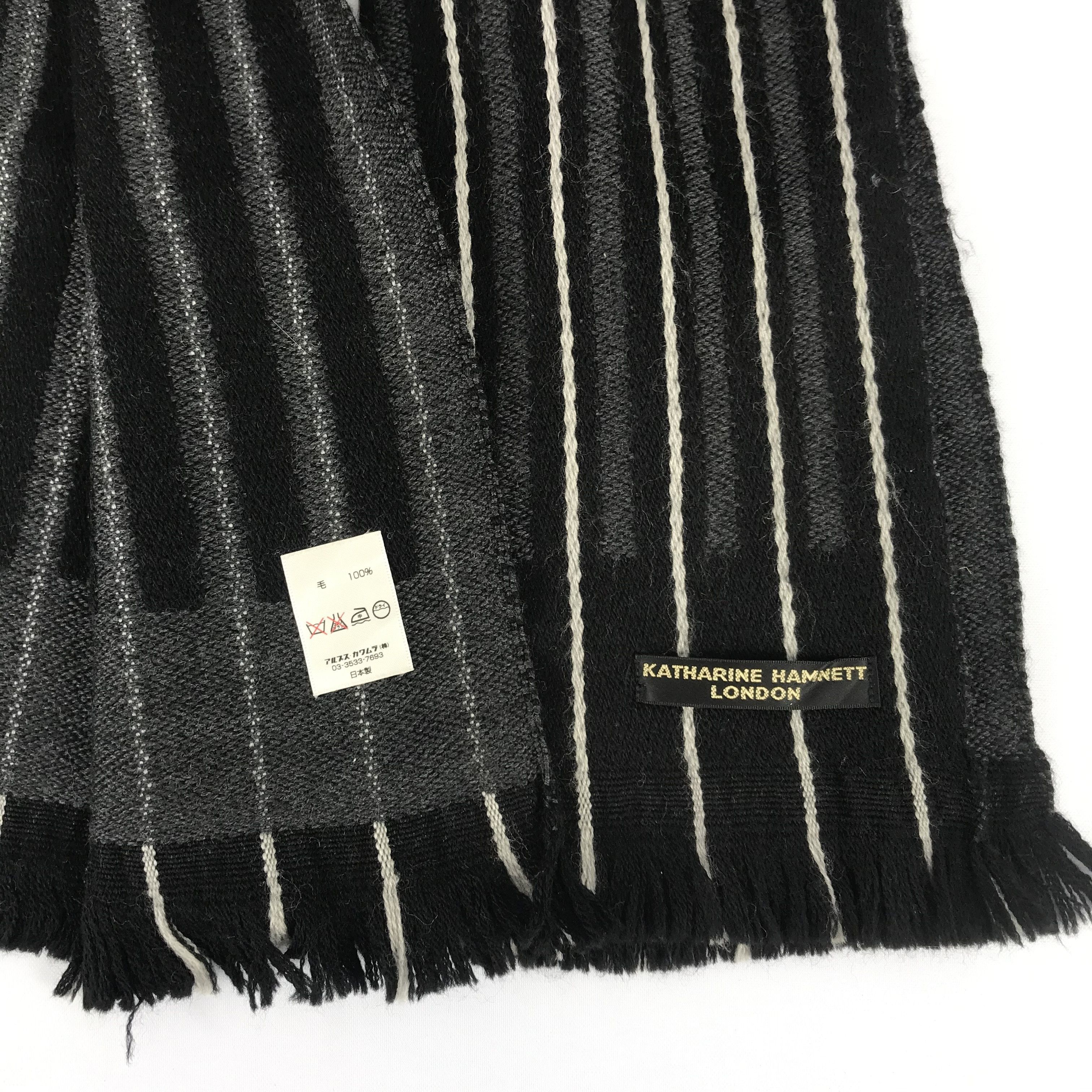 Katharine Hamnett London × Vintage Vintage Katharine Hamnett Scarf Muffler Wool Scarves Size ONE SIZE - 5 Thumbnail