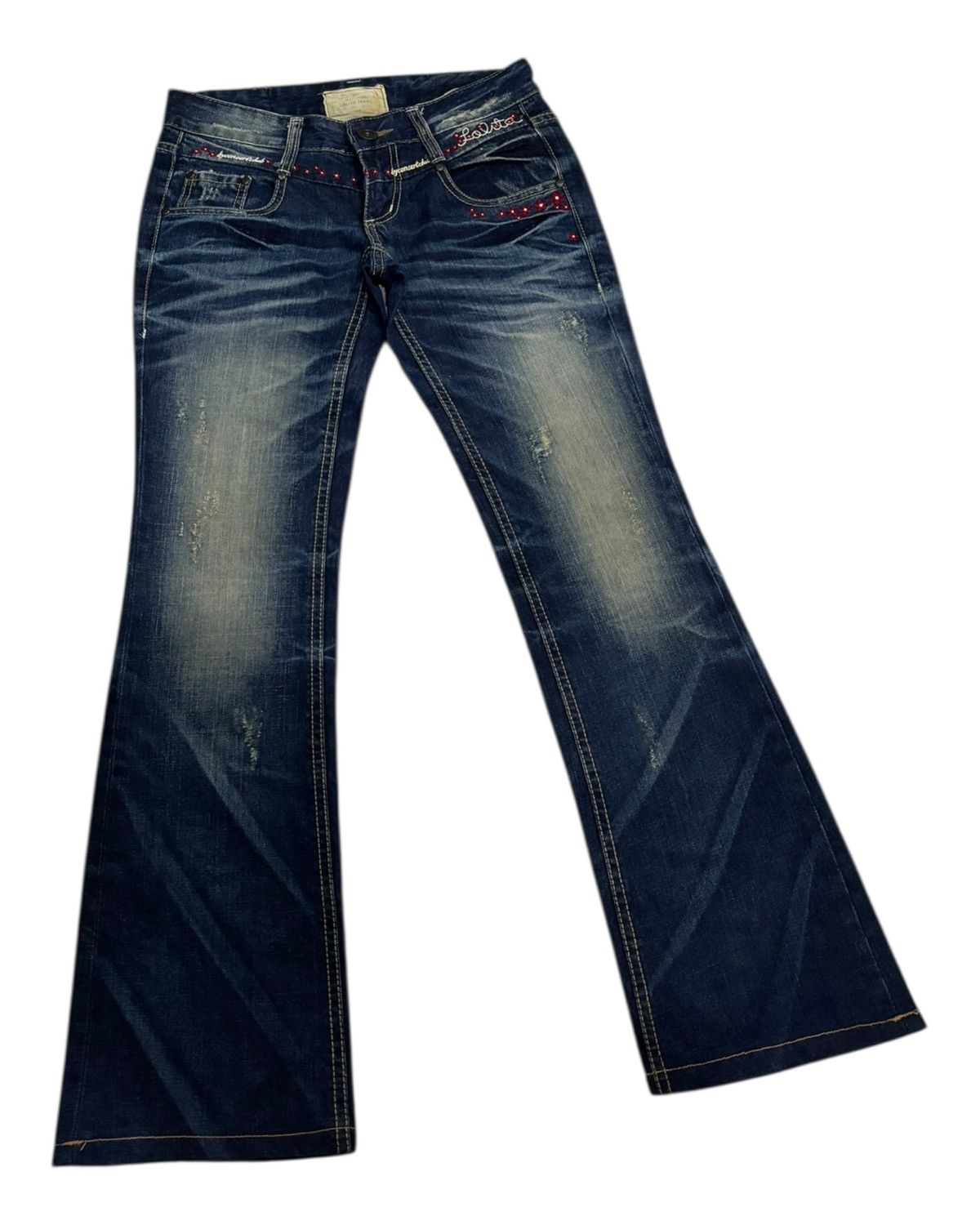 If Six Was Nine × Le Grande Bleu (L.G.B.) × Tornado Mart Lolita Exotic Vintage Denim Flared Jeans By Concert Club Size 30" / US 8 / IT 44 - 5 Thumbnail