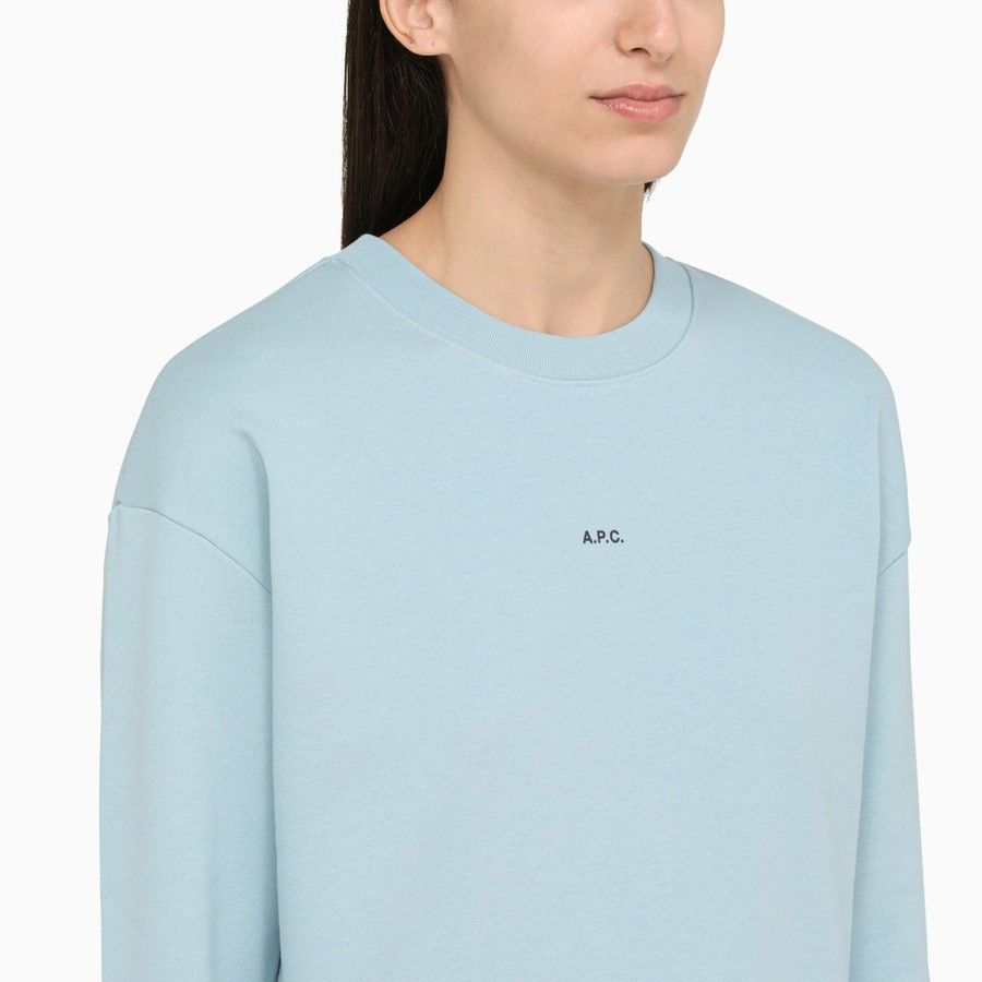 A.P.C. o1d2blof0724 Logo Cotton Sweatshirt in Light Blue Size L / US 10 / IT 46 - 4 Thumbnail