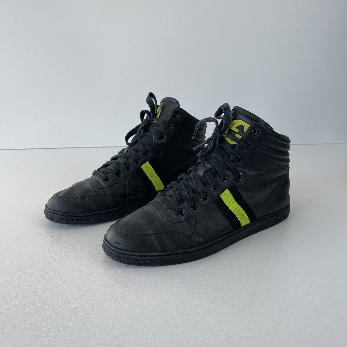 Gucci Gucci GG Nigh Top Viaggio Collection Leather Sneakers Black Size US 8 / EU 41 - 1 Thumbnail