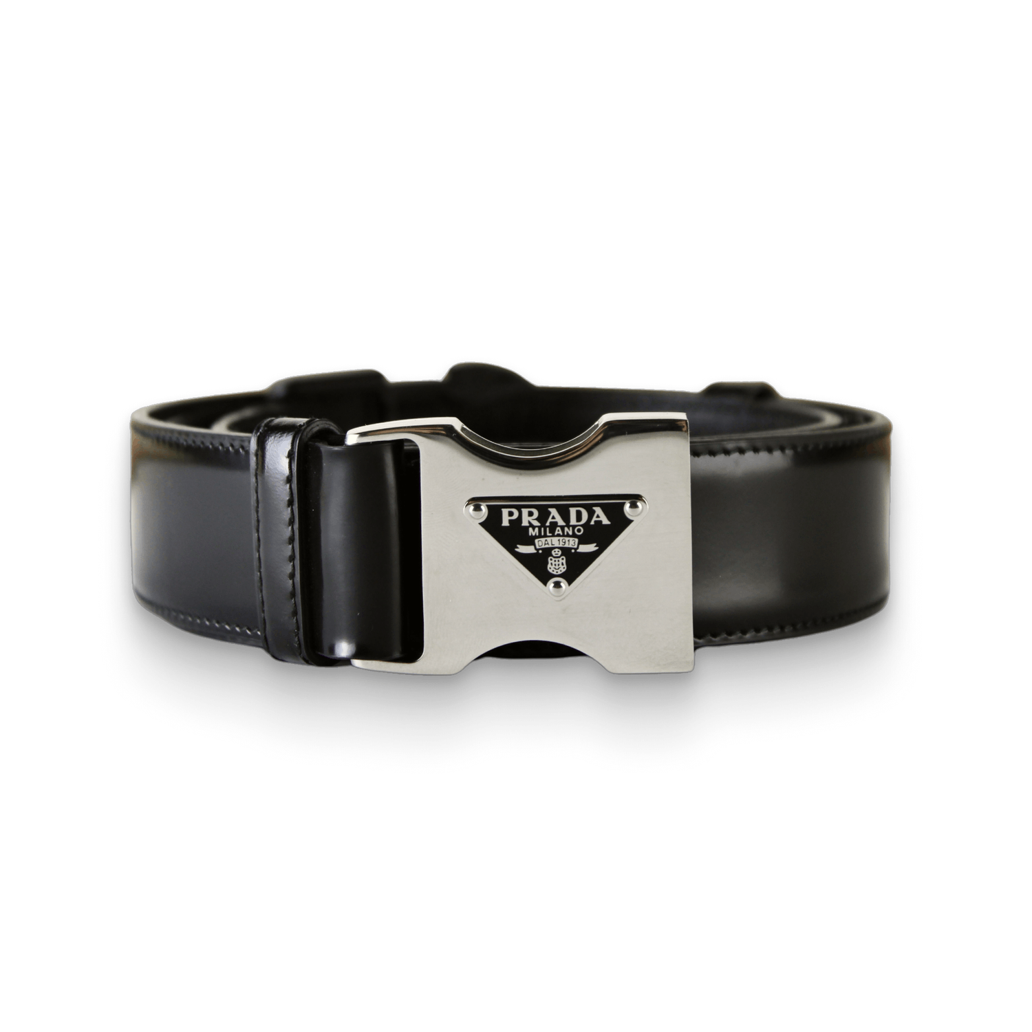 Prada Prada Leather Logo Silver Buckle Belt Size ONE SIZE - 2 Thumbnail