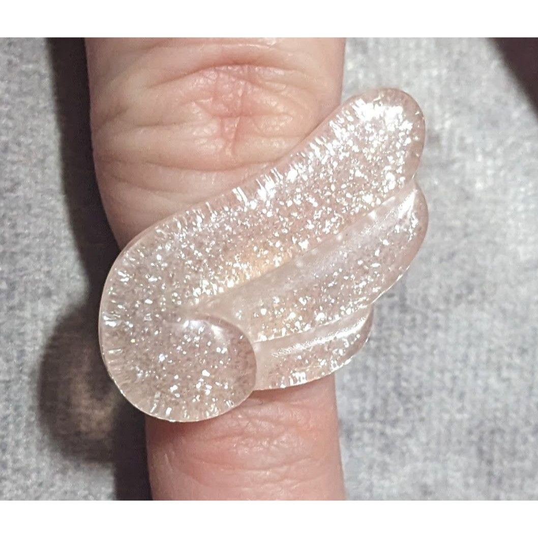 Other Coquette Pastel Pink Glitter Adjustable Angel Wing Ring Size Size ONE SIZE - 14 Thumbnail