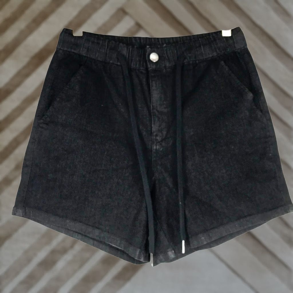 Vintage UNIVERSAL STANDARD Black Shorts Womens 2XS Drawstring Waist Button Size 24" / US 00 / IT 34 - 1 Thumbnail
