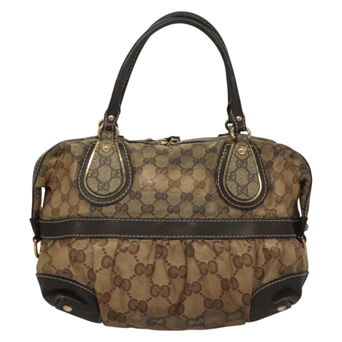 Gucci GUCCI GG Crystal Hand Bag Coated Canvas Beige Gold Size ONE SIZE - 3 Thumbnail