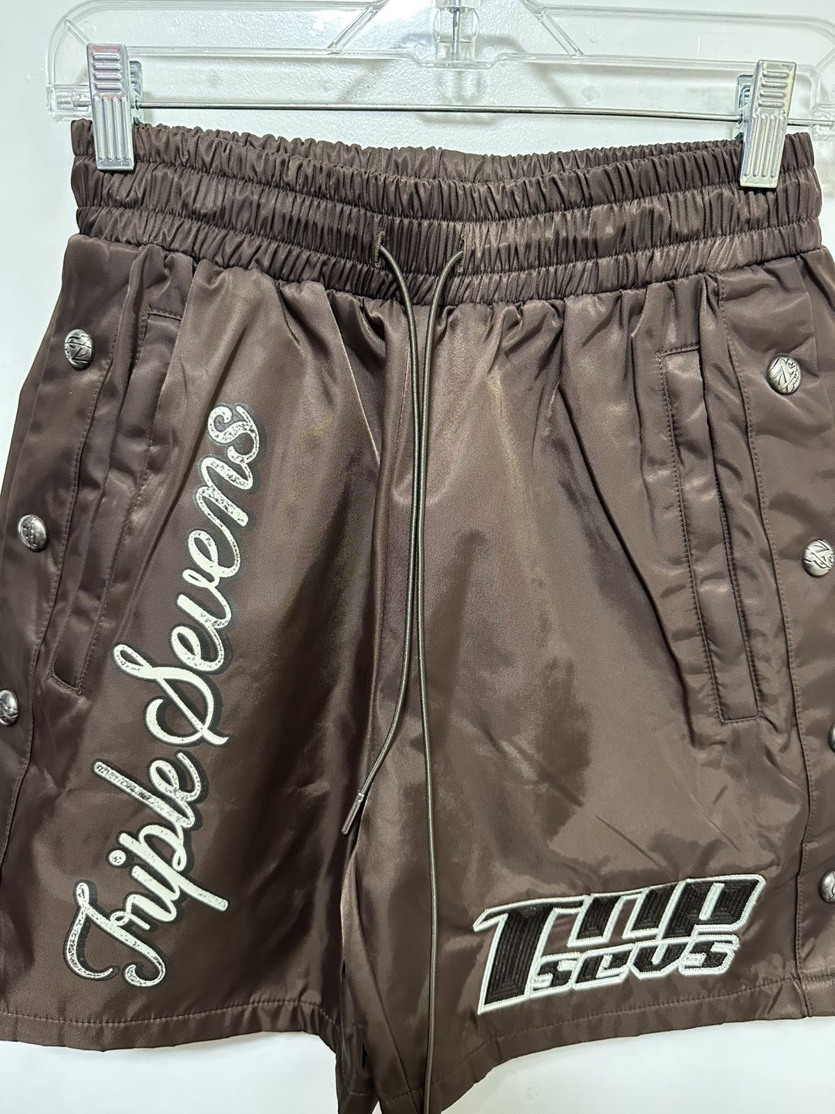 TRIPLE SEVENS Triple Sevens Brown Nylon Button Shorts Size US 28 / EU 44 - 2 Thumbnail