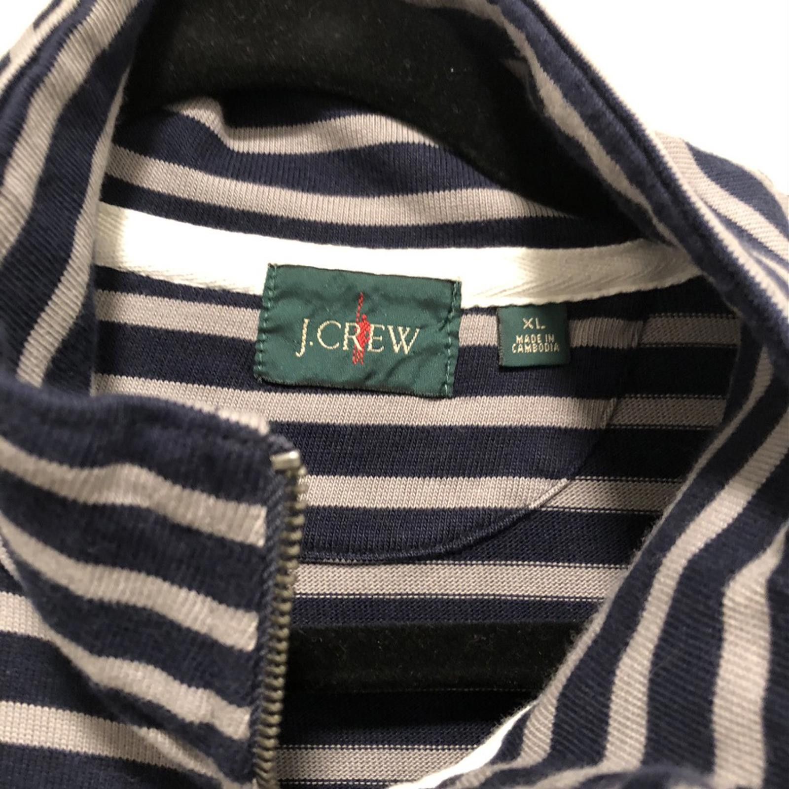 J.Crew J.Crew Men's XL Striped Quarter-Zip Navy Blue Gray Cotton Size US XL / EU 56 / 4 - 2 Thumbnail
