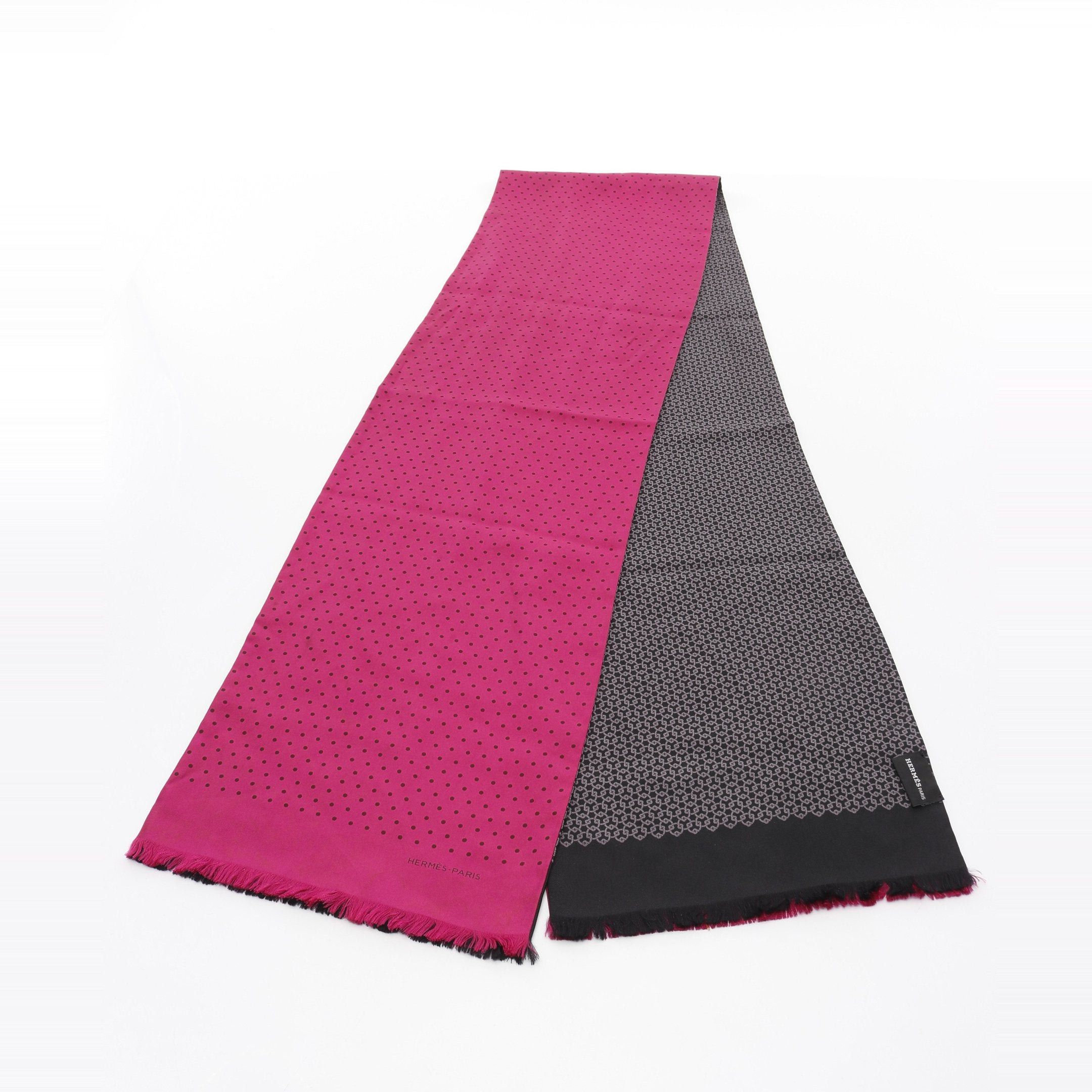 Hermes Hermes Scarf Dot All-Over Pattern Silk Pink Purple Black Gray Double Face Size ONE SIZE - 1 Thumbnail