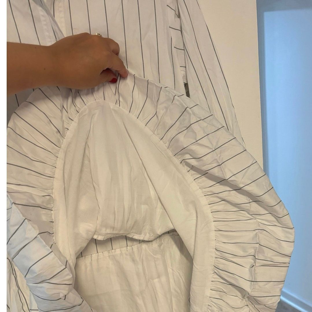 Madewell NWT Madewell Bubble-Hem Mini Shirtdress Pinstripe White XS Size XS / US 0-2 / IT 36-38 - 6 Thumbnail
