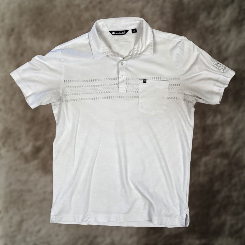 TravisMathew Travis Mathew Polo Shirt Men M White Striped Golf Polo Shirt Polo M White Striped 90s USA Mens Size US M / EU 48-50 / 2 - 1 Thumbnail