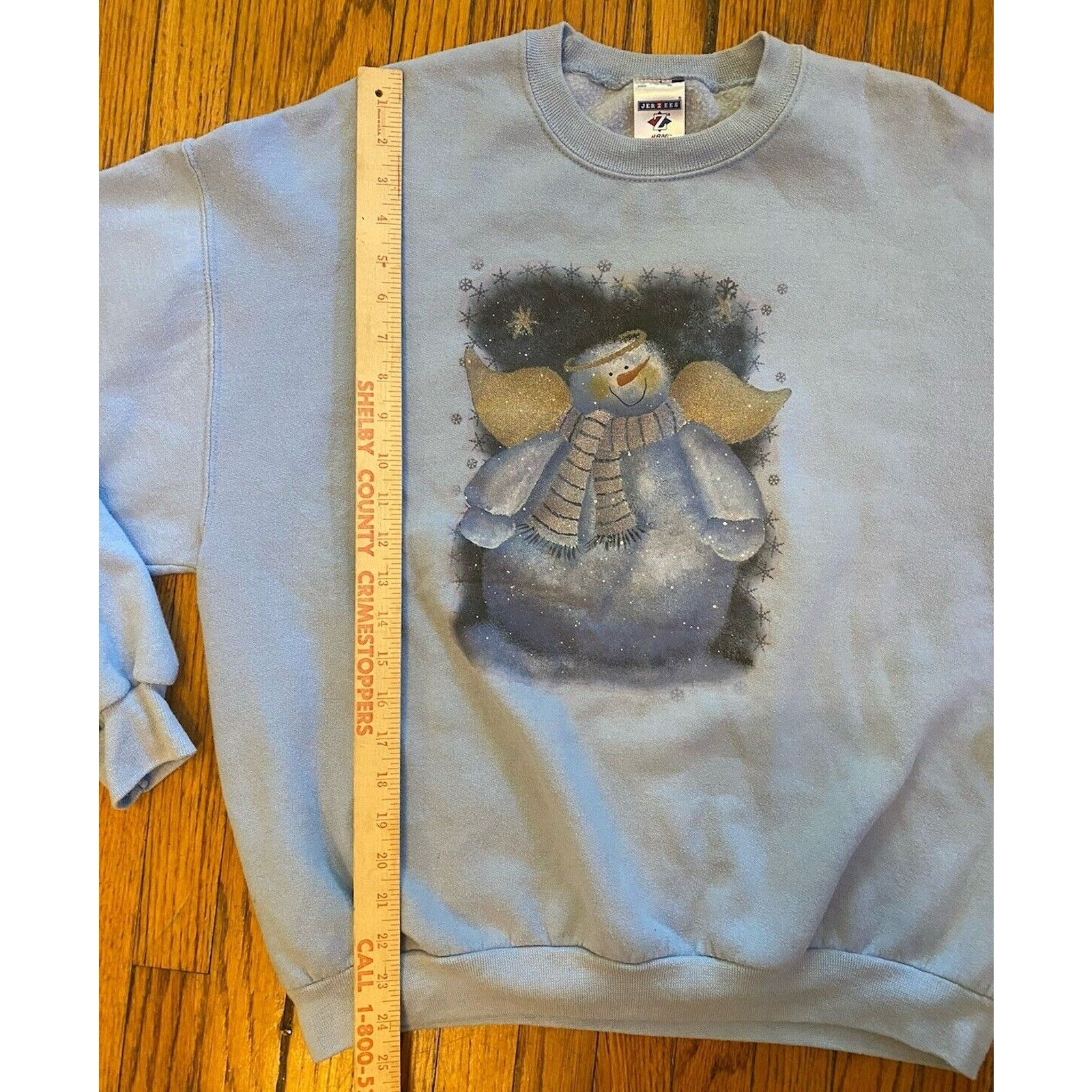 Jerzees Vintage Jerzees Sweatshirt Winter Snowman Blue Women’s Large Size L / US 10 / IT 46 - 6 Thumbnail