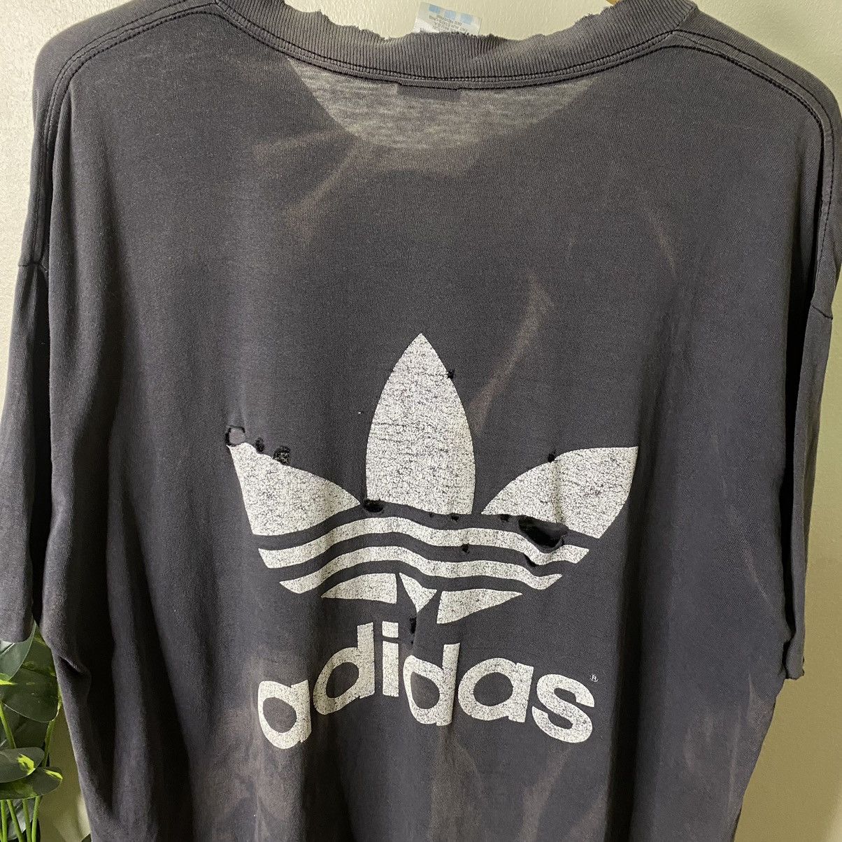 Adidas × Vintage 1990s Adidas Double Sided Logo Distressed Sunfaded Tee Size US XL / EU 56 / 4 - 7 Thumbnail