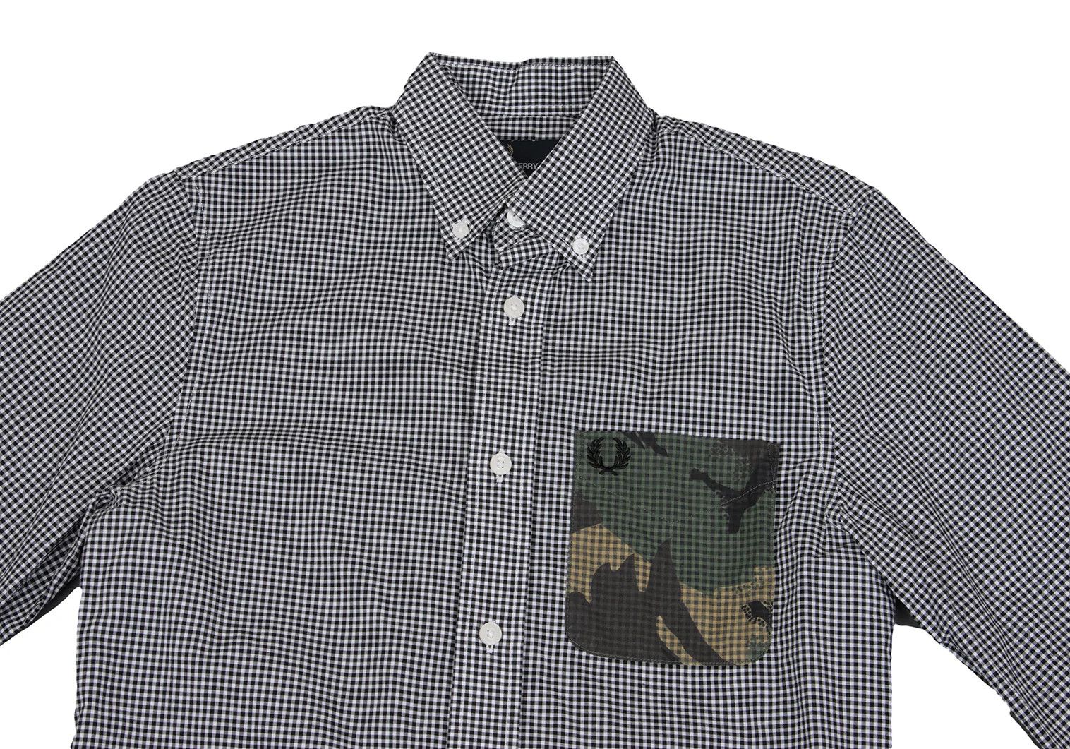 Fred Perry Camouflage Gingham Check Shirt in Black and White, XS Size US XS / EU 42 / 0 - 2 Thumbnail