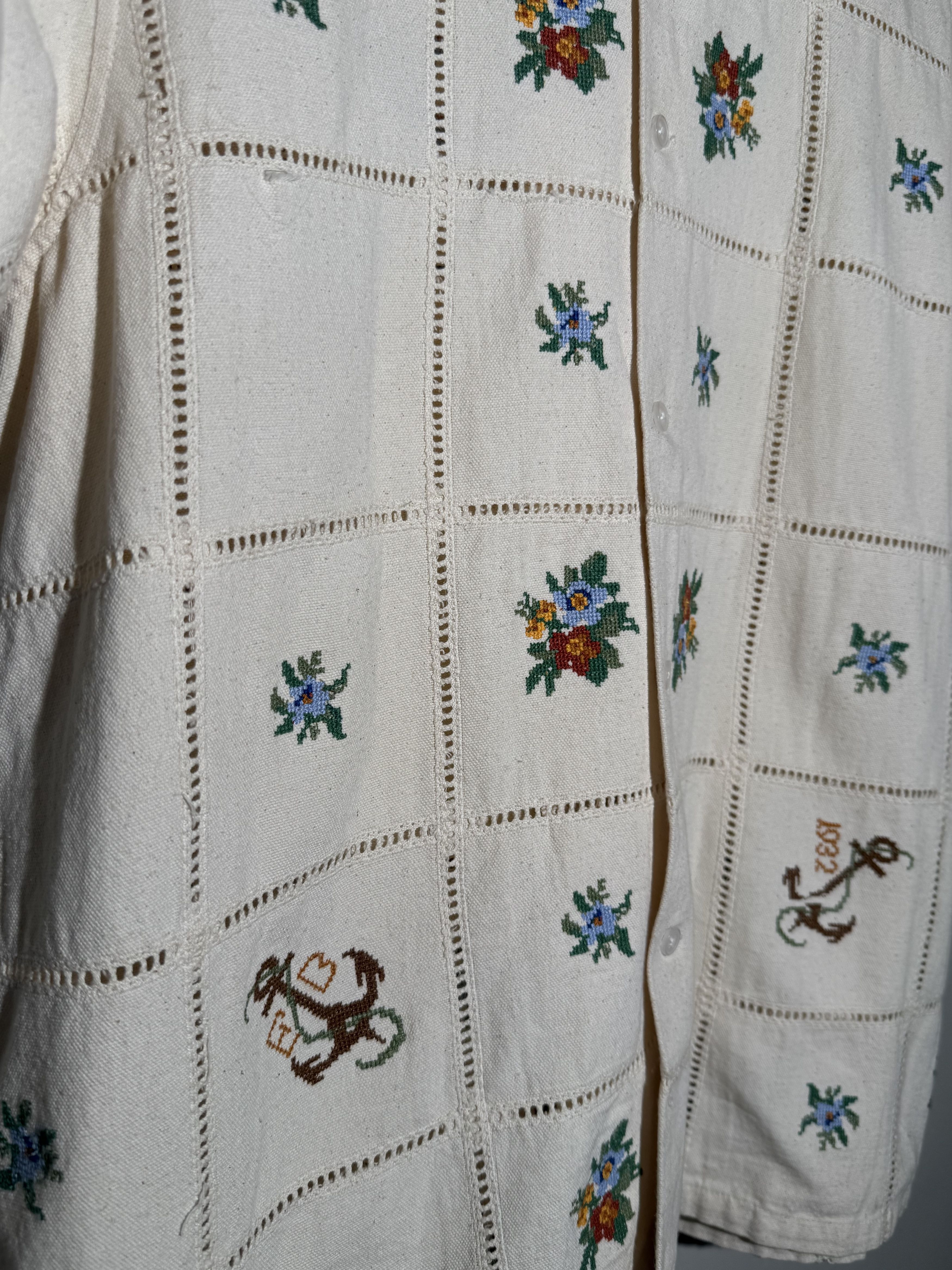 Bode Bode Cream Embroidered Short Sleeve Shirt Size US S / EU 44-46 / 1 - 3 Thumbnail