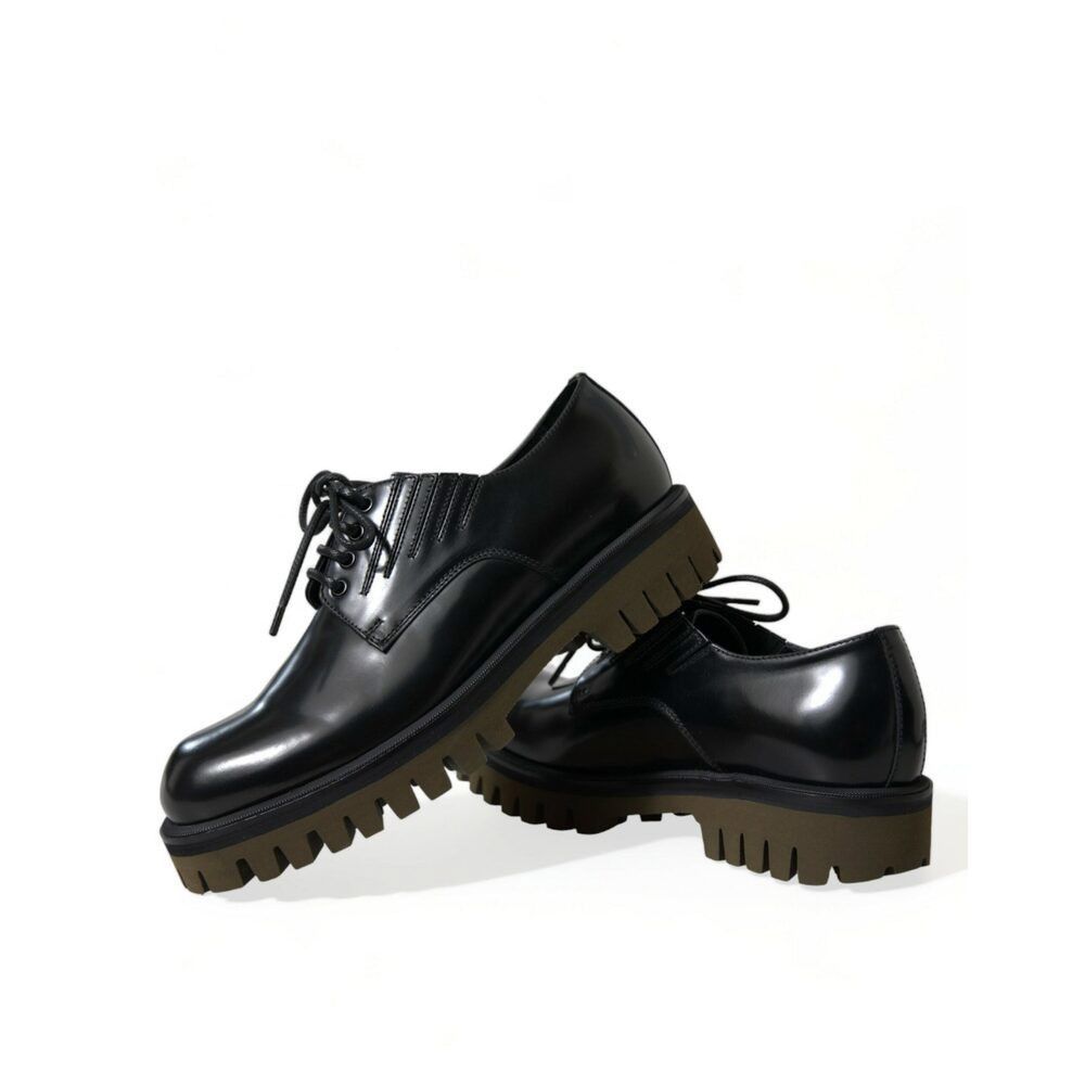 Dolce & Gabbana Dolce & Gabbana Elegant Black Leather Derby Dress Shoes Size US 6 / EU 39 - 7 Thumbnail