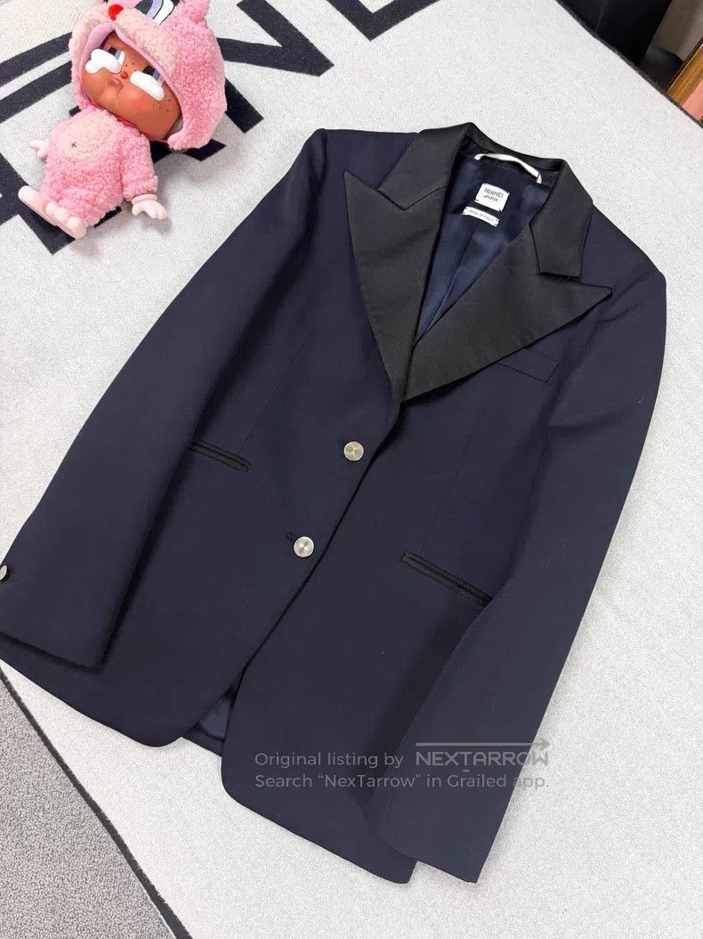 Hermes Hermes Navy and Black Wool Blazer with Lapel Size XS / US 0-2 / IT 36-38 - 6 Thumbnail
