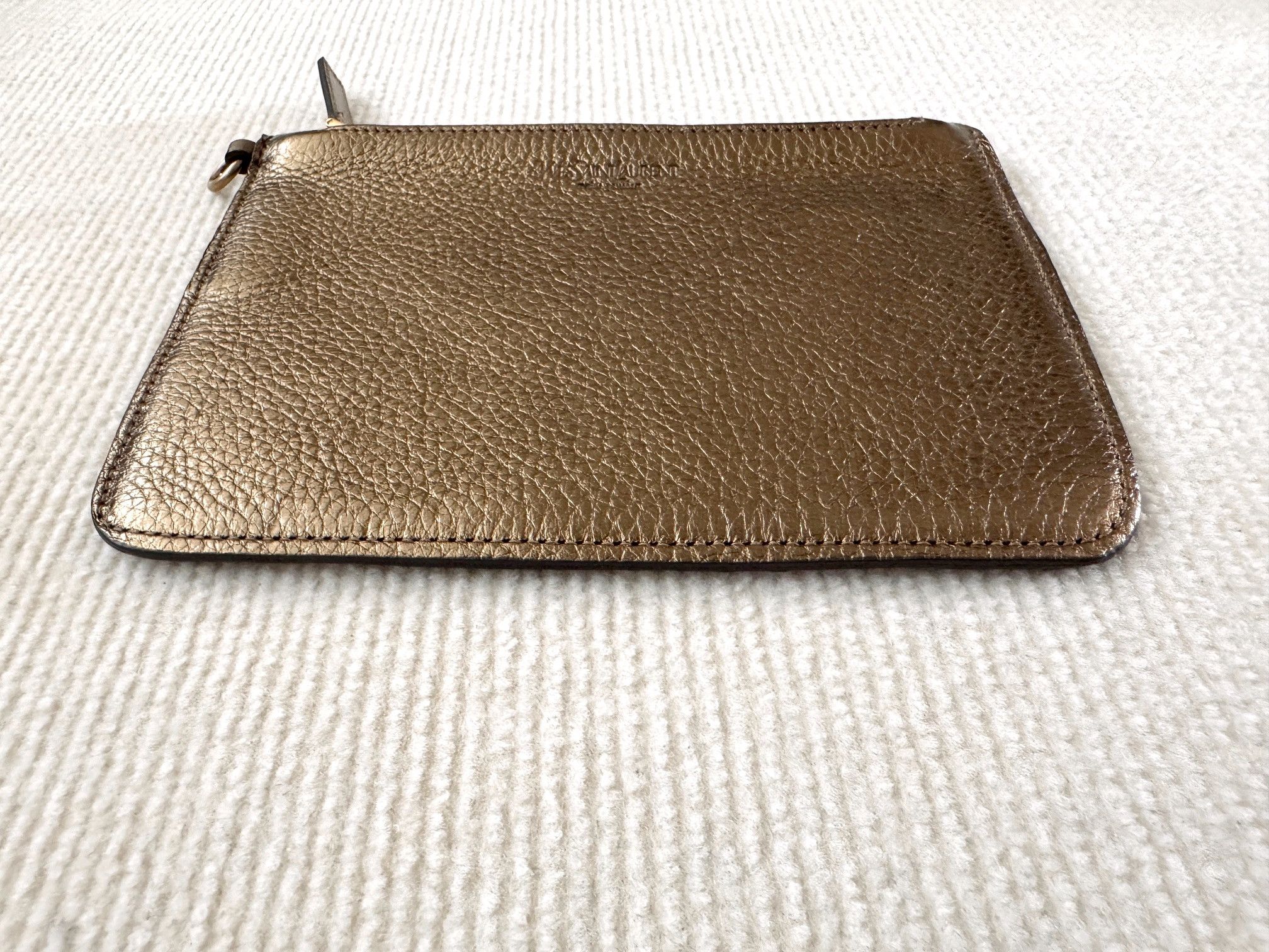 Yves Saint Laurent Yves Saint Laurent YSL Unisex Gold Leather Pouch Case Size ONE SIZE - 3 Thumbnail