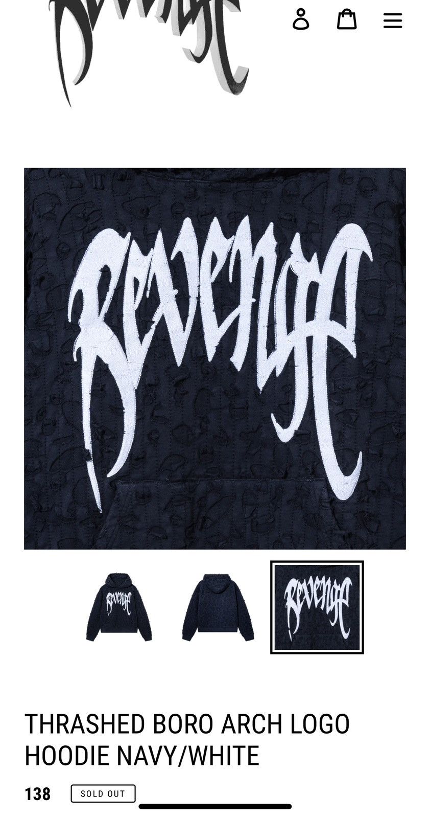 Revenge Thrashed Boro Arch Logo Hoodie Size US S / EU 44-46 / 1 - 4 Thumbnail