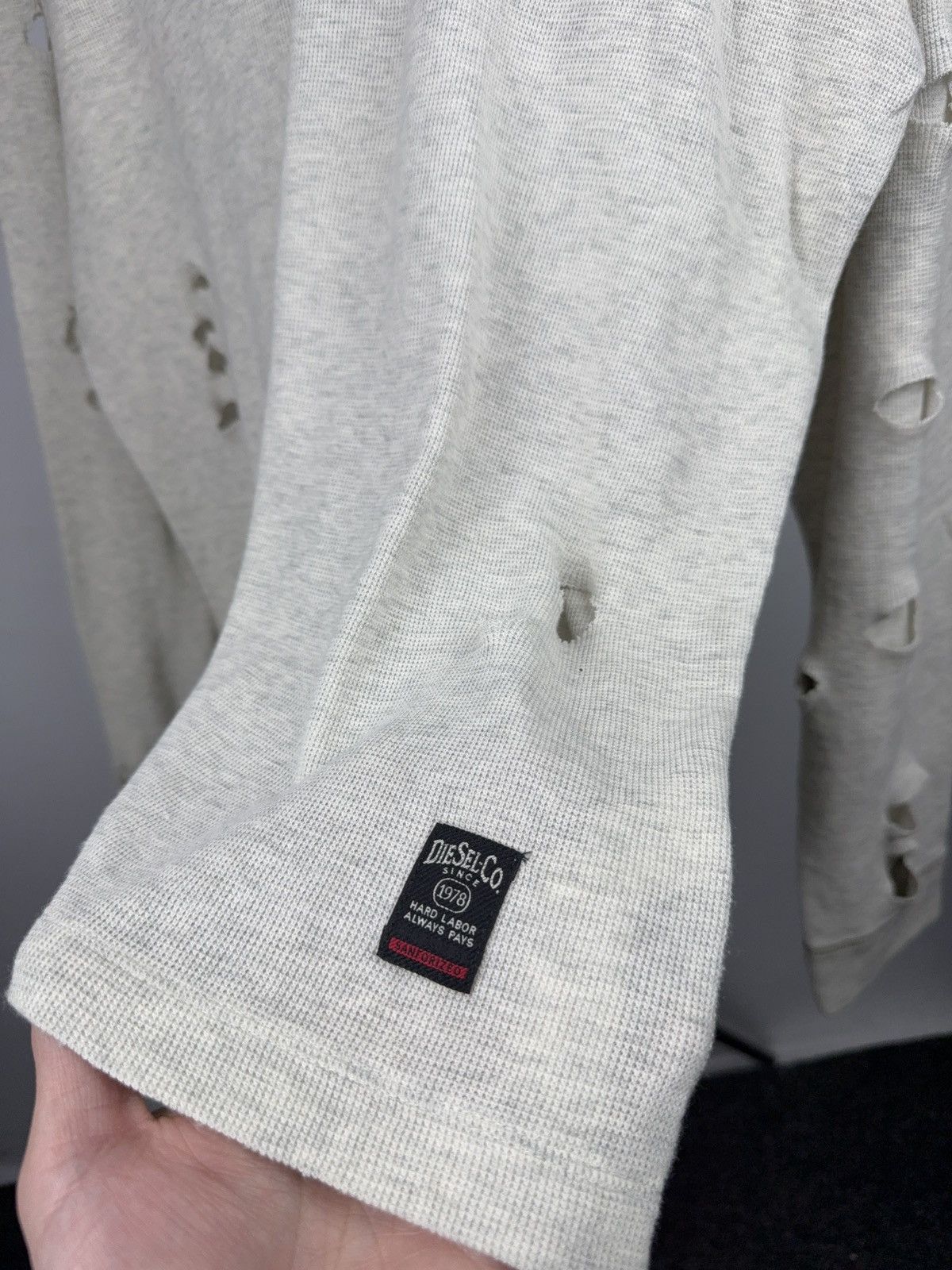 Diesel Diesel Y2K Avant Garde Distressed Thermal V-Neck Longsleeve Size US L / EU 52-54 / 3 - 6 Thumbnail