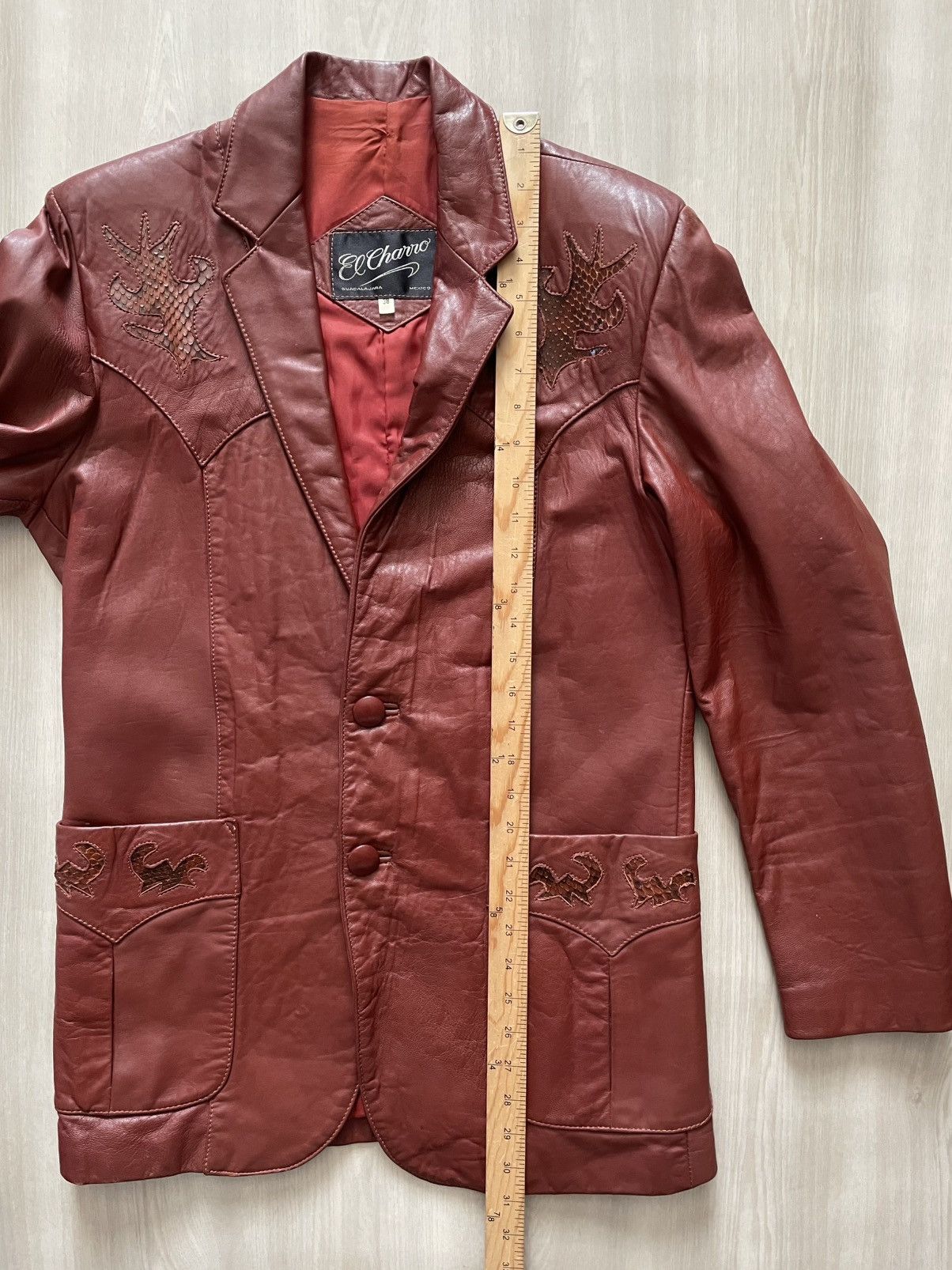 Vintage Vtg El Charro Western Leather Jacket Blazer Snakeskin Sz 38 Size US M / EU 48-50 / 2 - 10 Thumbnail