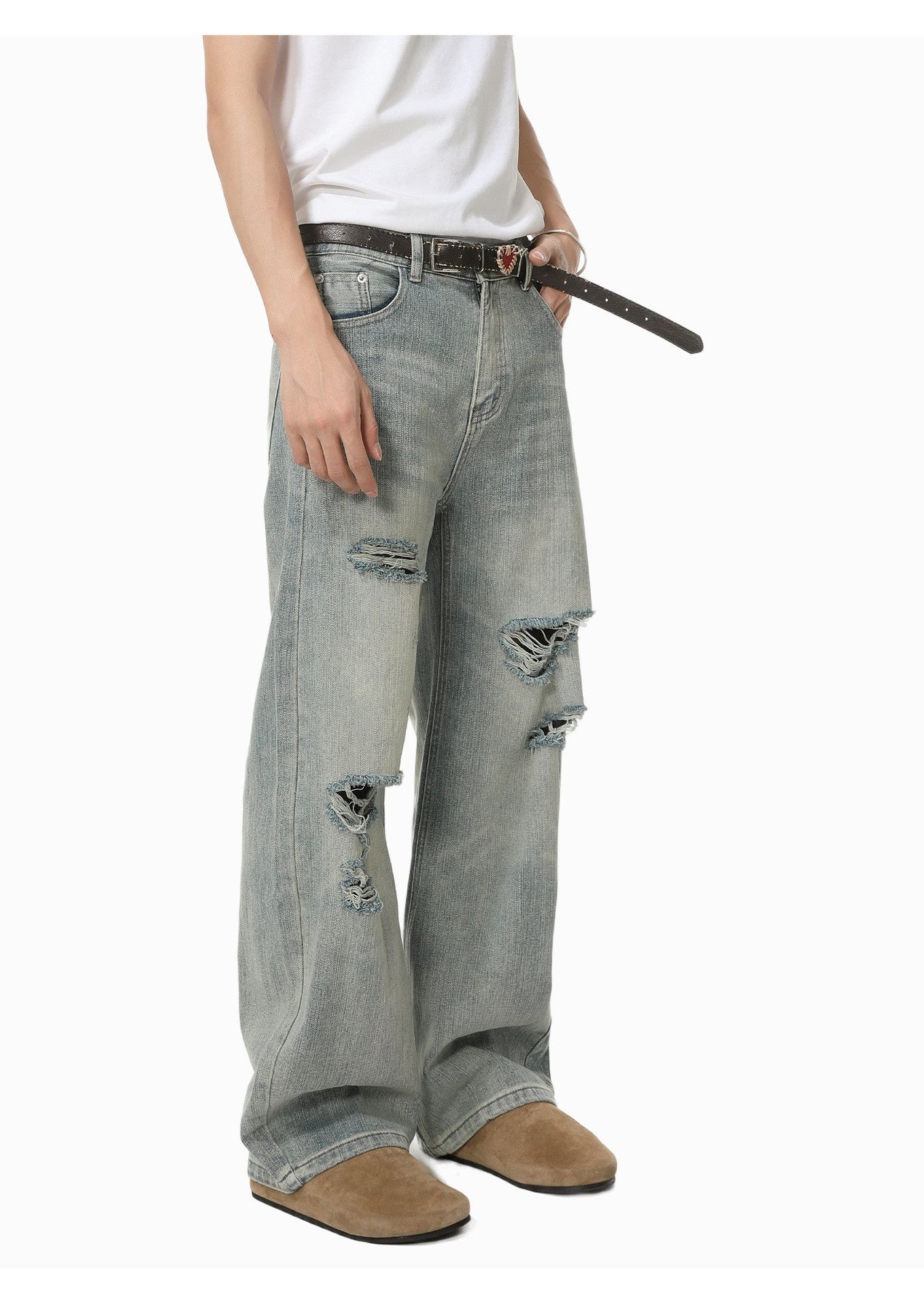 Vintage Street distressed versatile casual washed ripped jeans Size US 32 / EU 48 - 4 Thumbnail