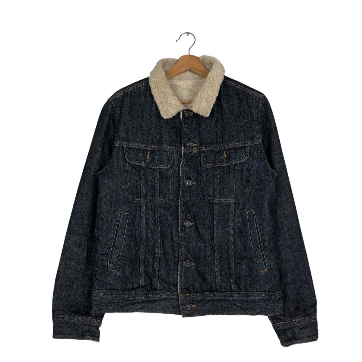 Japanese Brand 📌Vintage Trucker Denim Jacket Gu Japan Sherpa Shearling Size US M / EU 48-50 / 2 - 2 Thumbnail
