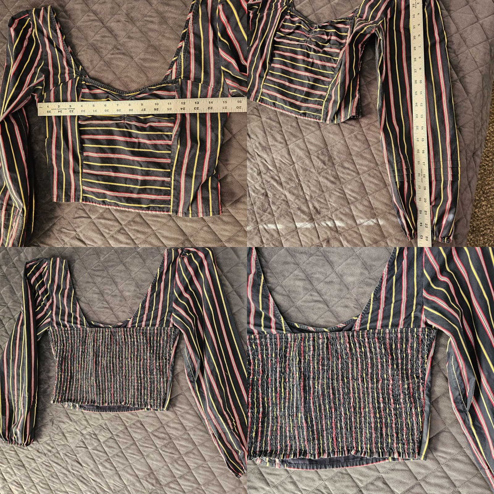Free People Free People Striped Cropped Balloon Sleeve Top Sunshine In Sicily Size S Size S / US 4 / IT 40 - 9 Thumbnail