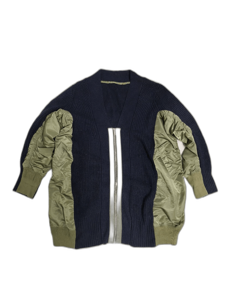 Sacai Sacai Long Wool Cardigan with Green Details Size US M / EU 48-50 / 2 - 1 Thumbnail
