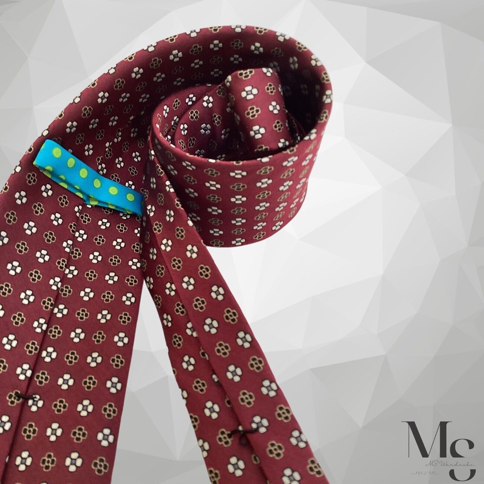 Ted Baker TED BAKER Burgundy Floral Luxury Silk Tie W: 3.25" EX COND Size ONE SIZE - 4 Thumbnail