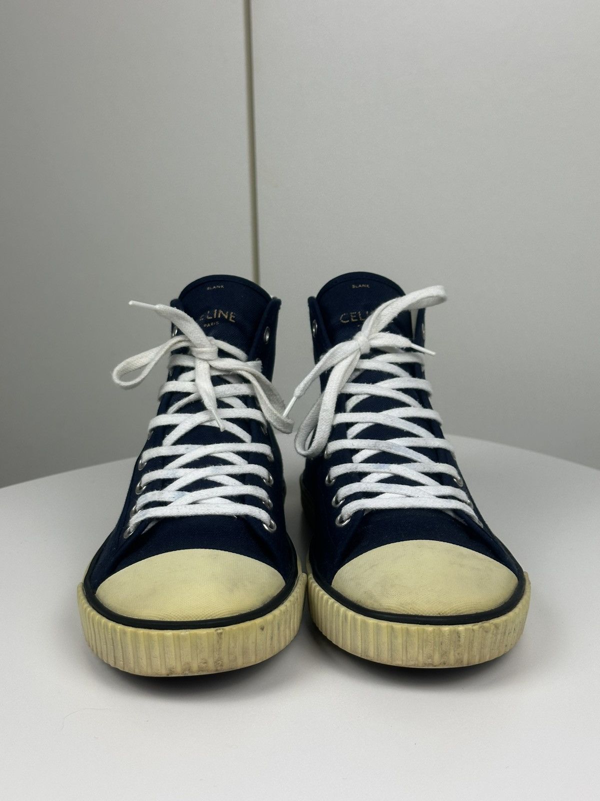 Celine Celine High Top Canvas Sneakers Navy Size US 8.5 / IT 38.5 - 2 Thumbnail