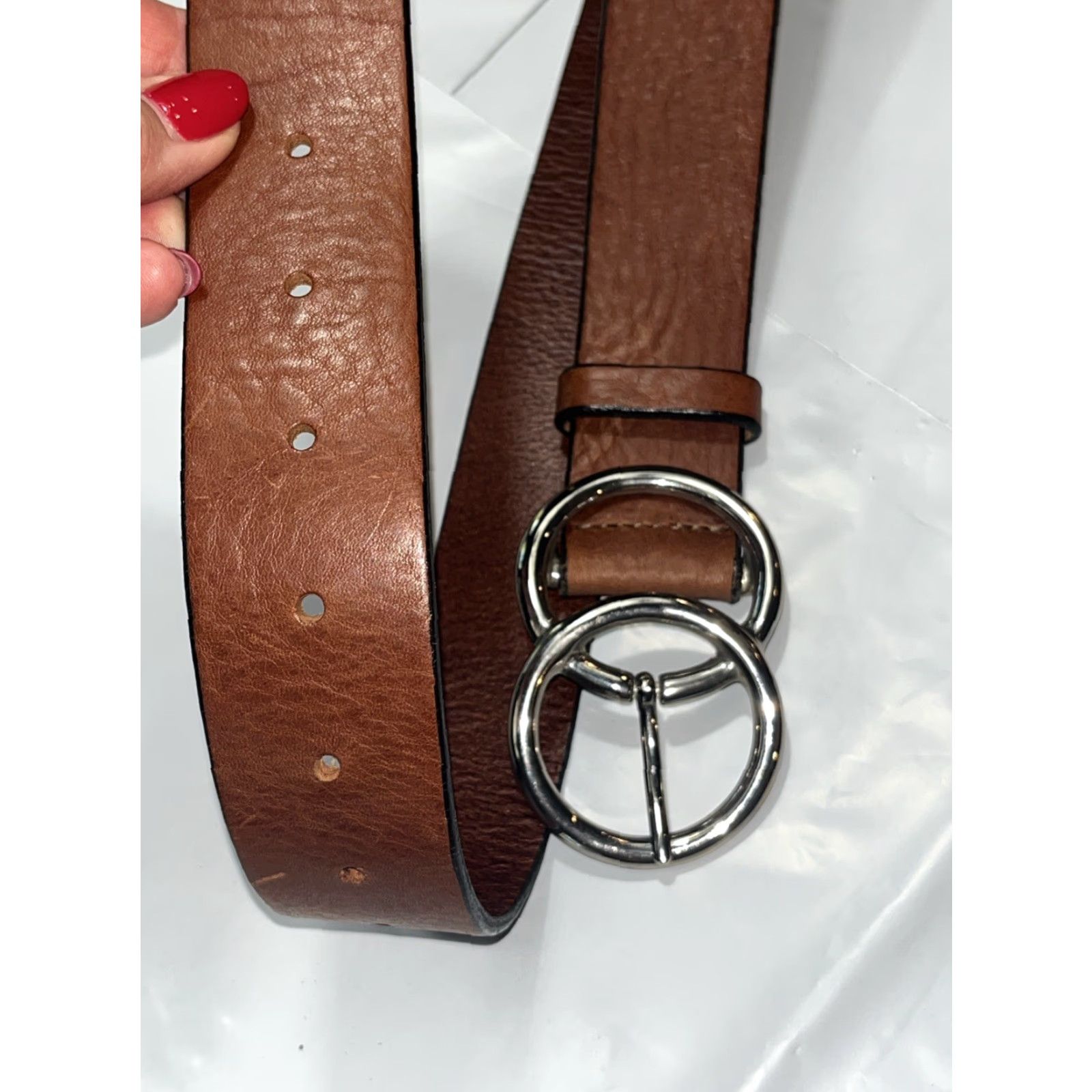 Old Navy Old Navy Belt—Brown Leather Belt Women’s Medium 25-31” Adjustable Buckle Italian Leather USA Made Size ONE SIZE - 5 Thumbnail