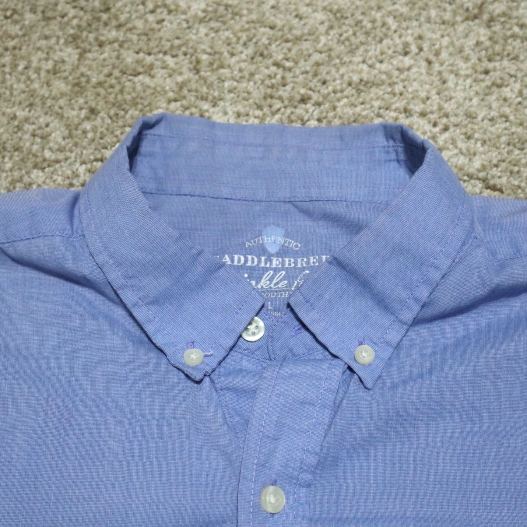 Born Saddlebred Shirt Blue Button Down Long Sleeve Mens L Large Color Light Blue Regular Cotton Button-Up Shirt Mens Size US L / EU 52-54 / 3 - 6 Thumbnail