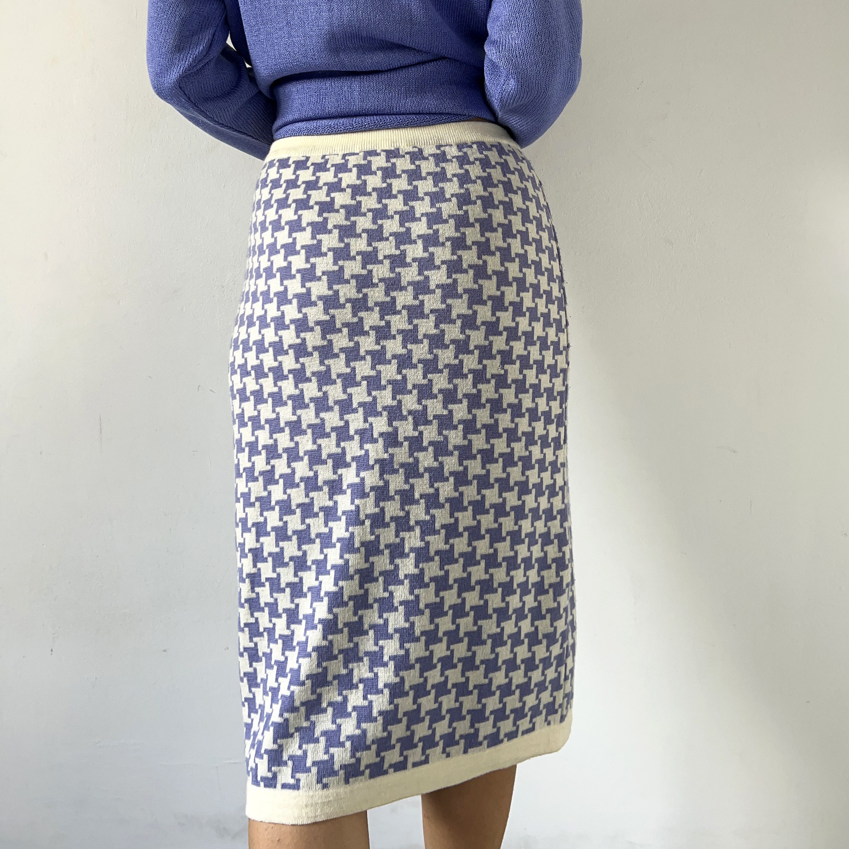 Evan Picone Vintage 90s houndstooth knitted skirt Size 30" / US 8 / IT 44 - 2 Thumbnail
