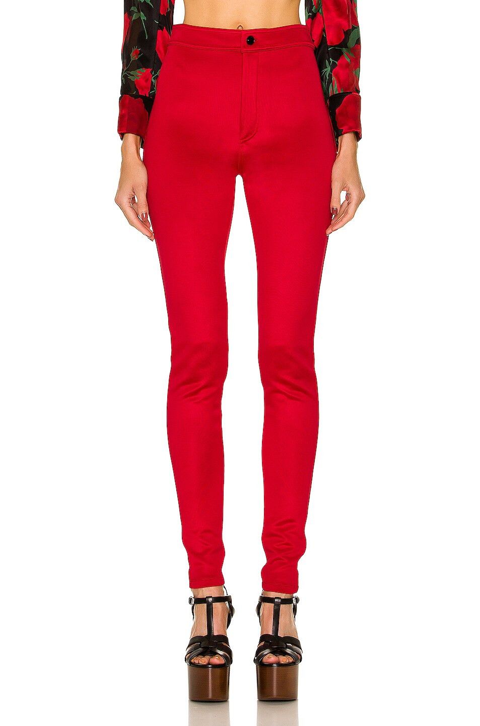 Saint Laurent Paris o1s1wg110924 Slim-Fit Pants in Silky Jersey in Red Size 28" / US 6 / IT 42 - 2 Thumbnail