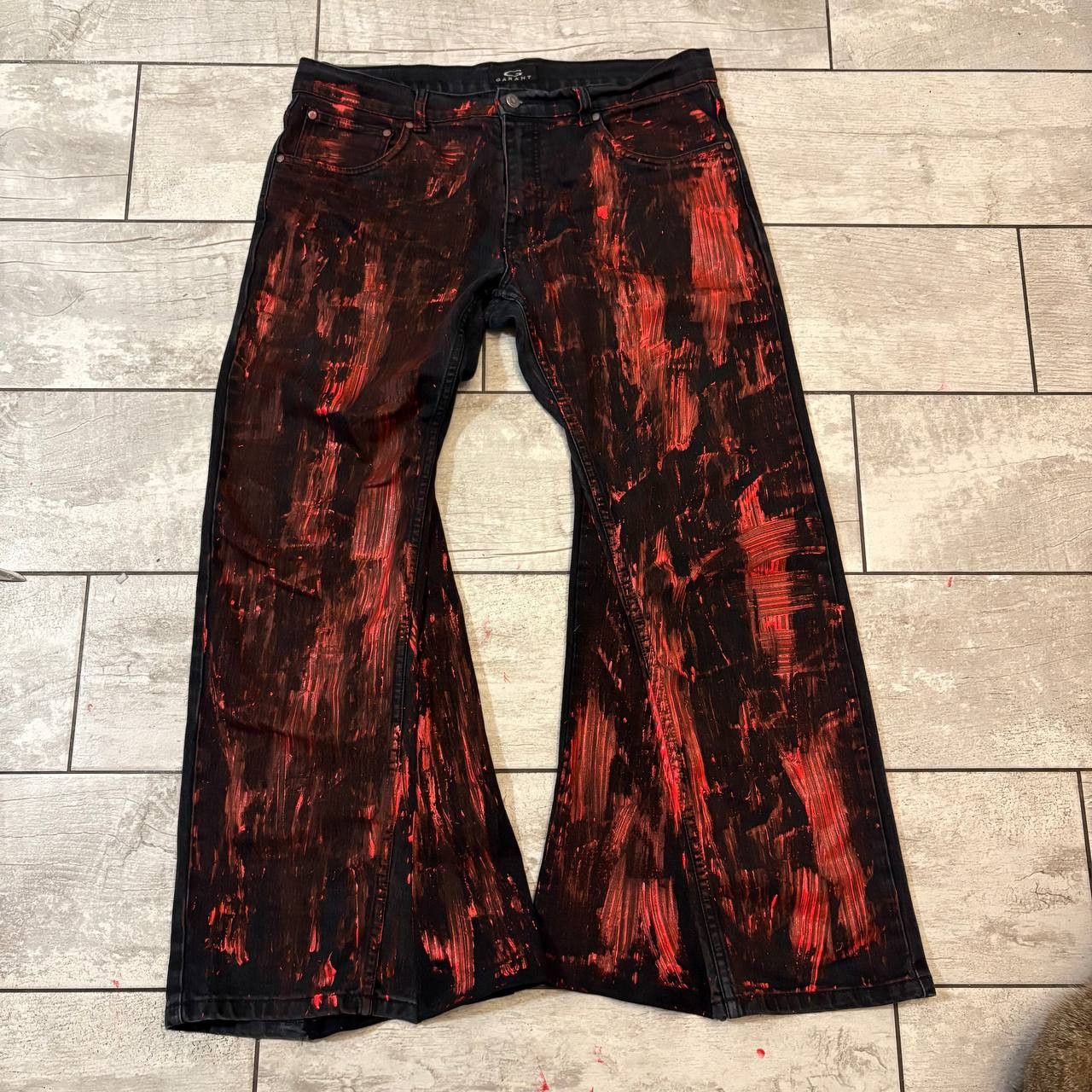 Japanese Brand rare handmade painted wide flare streetwear jeans Size US 36 / EU 52 - 1 Thumbnail