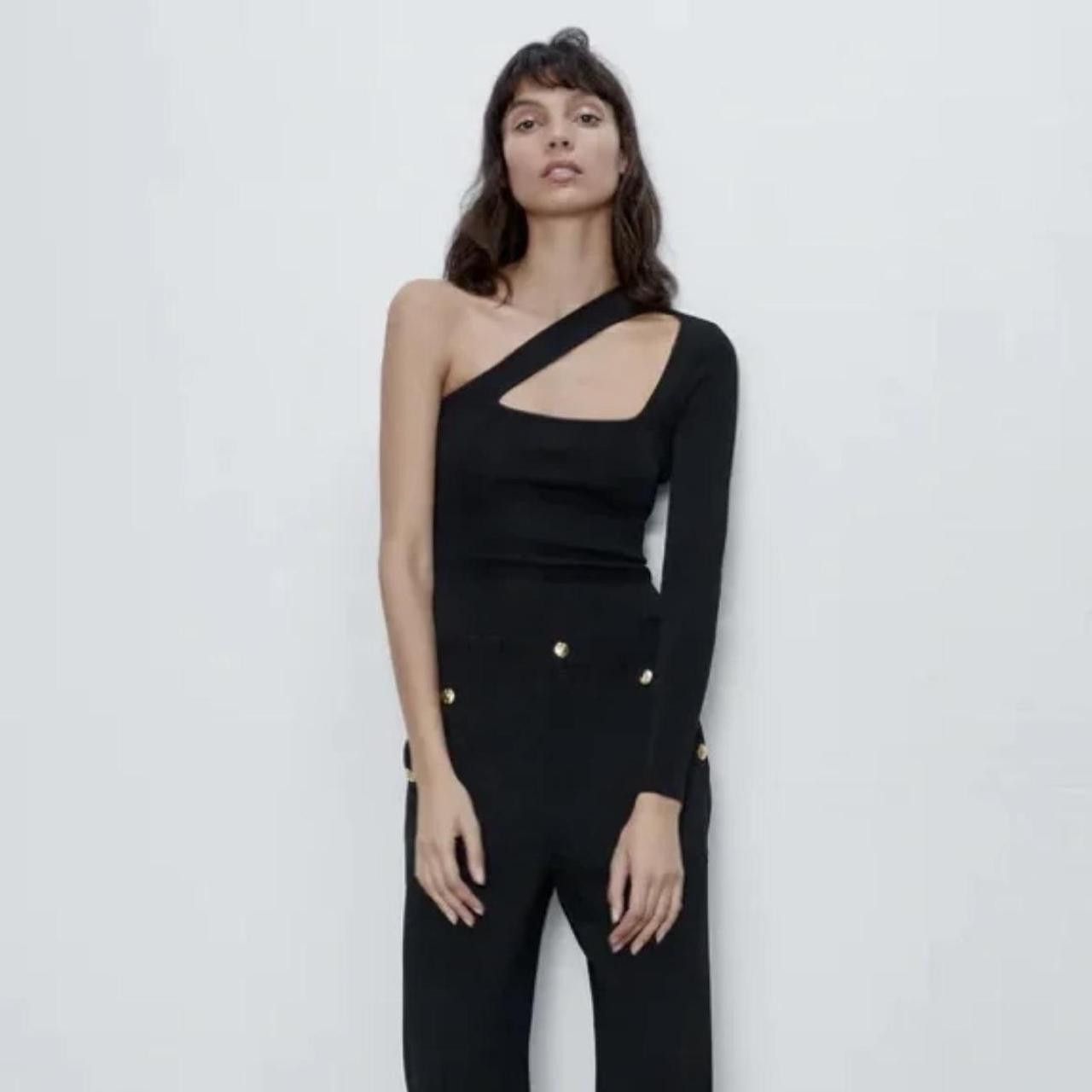Zara Zara Asymmetrical Black Bodysuit Size Medium Size M / US 6-8 / IT 42-44 - 1 Thumbnail