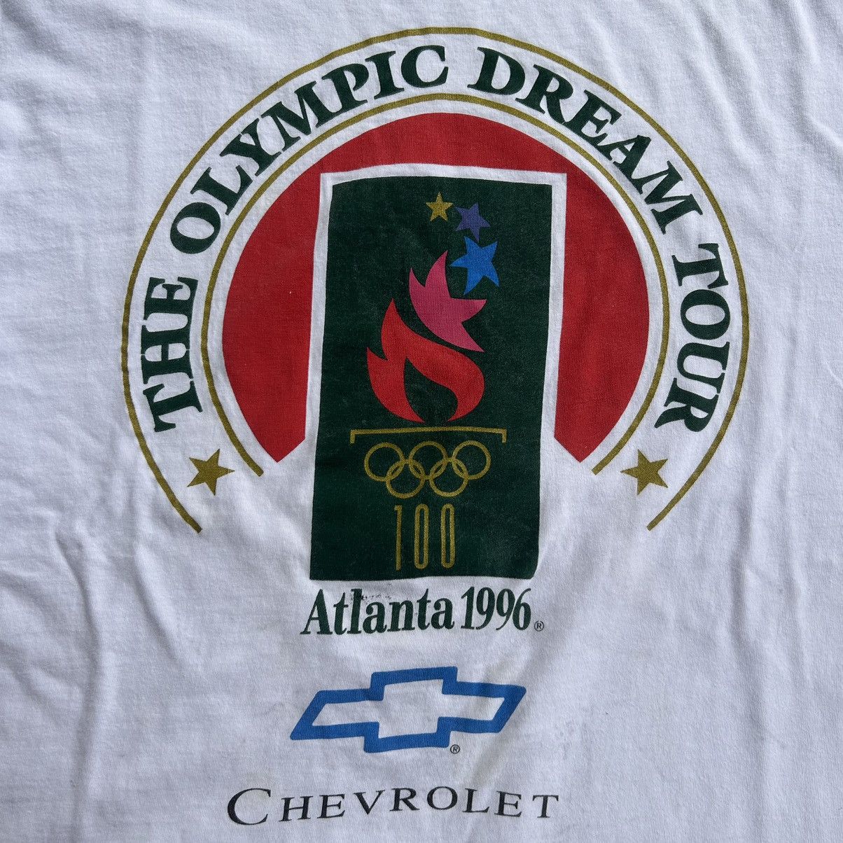 Vintage Vintage Atlanta 1996 Stained Olympics Torch Logo T Shirt Size US XL / EU 56 / 4 - 6 Thumbnail