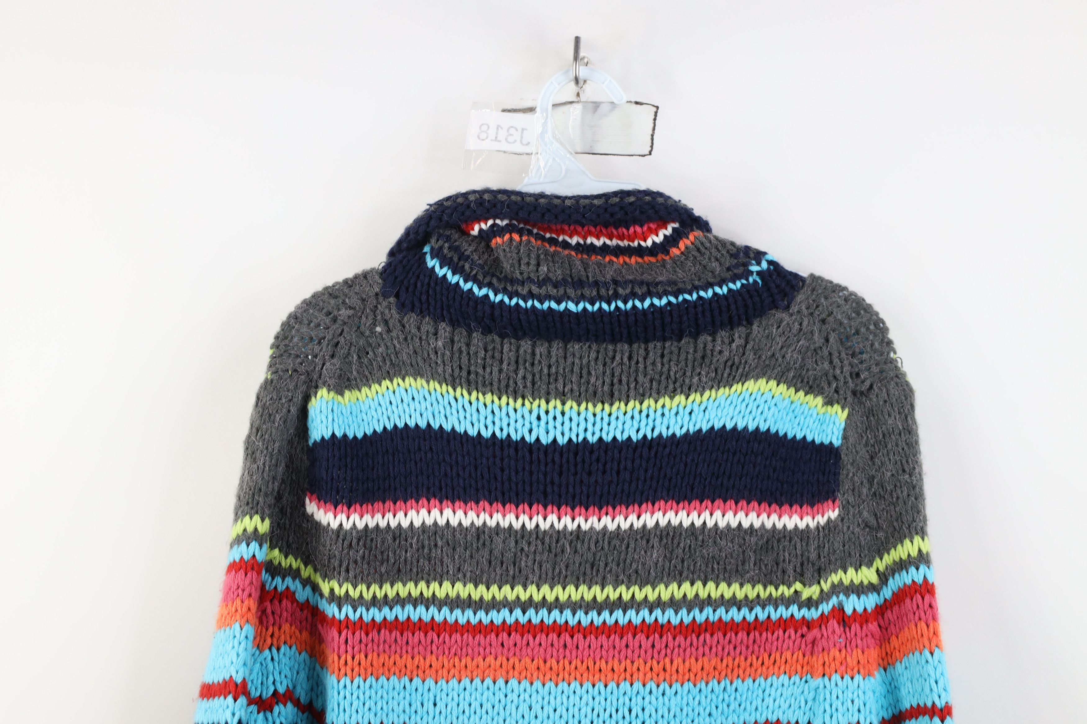 Vintage Vintage 90s Y2K Babydoll Rainbow Striped Turtleneck Sweater Size XL / US 12-14 / IT 48-50 - 10 Thumbnail