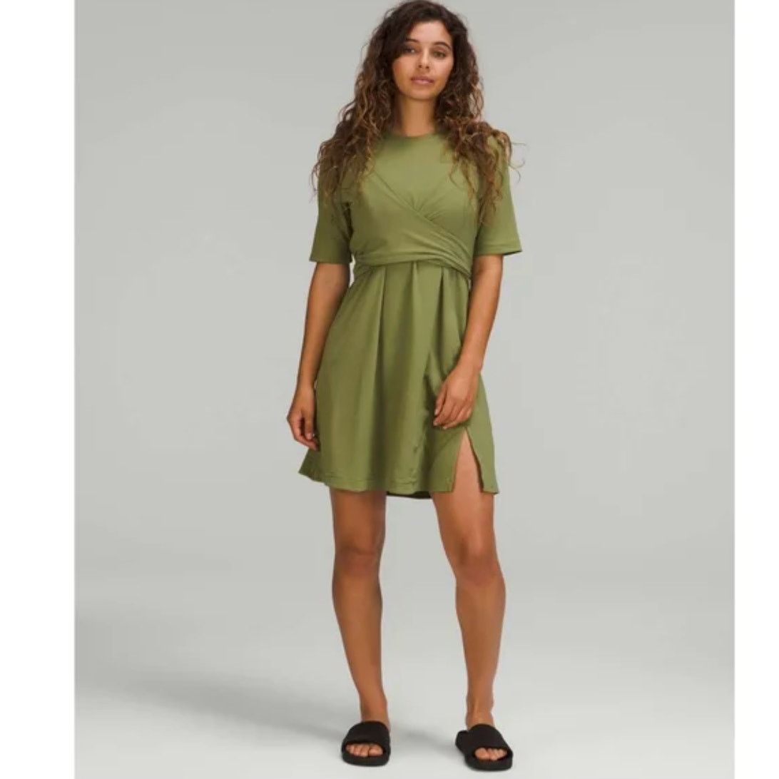 Lululemon Lululemon Cotton Wrap-Front T-Shirt Dress Bronze Green 6 Size M / US 6-8 / IT 42-44 - 1 Thumbnail