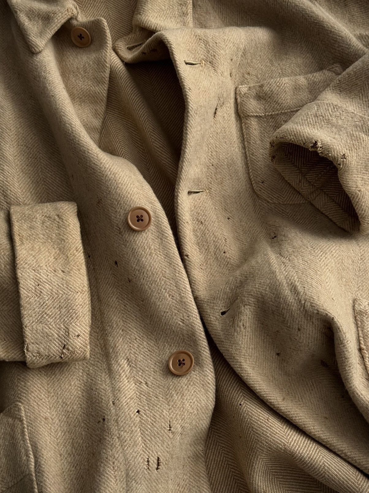 Harrods Vintage 1950s England 'Harrods' HBT Tweed Thrashed Coat Size US M / EU 48-50 / 2 - 7 Thumbnail