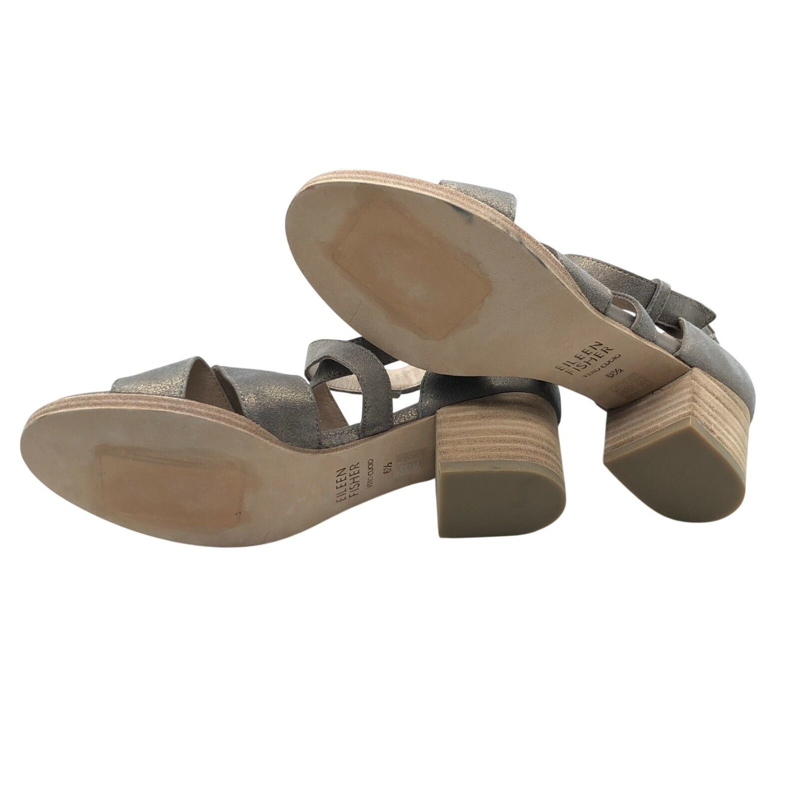 Eileen Fisher Eileen Fisher Womens Sandals Block Heel Leather Metallic Gra Size US 6.5 / IT 36.5 - 4 Thumbnail