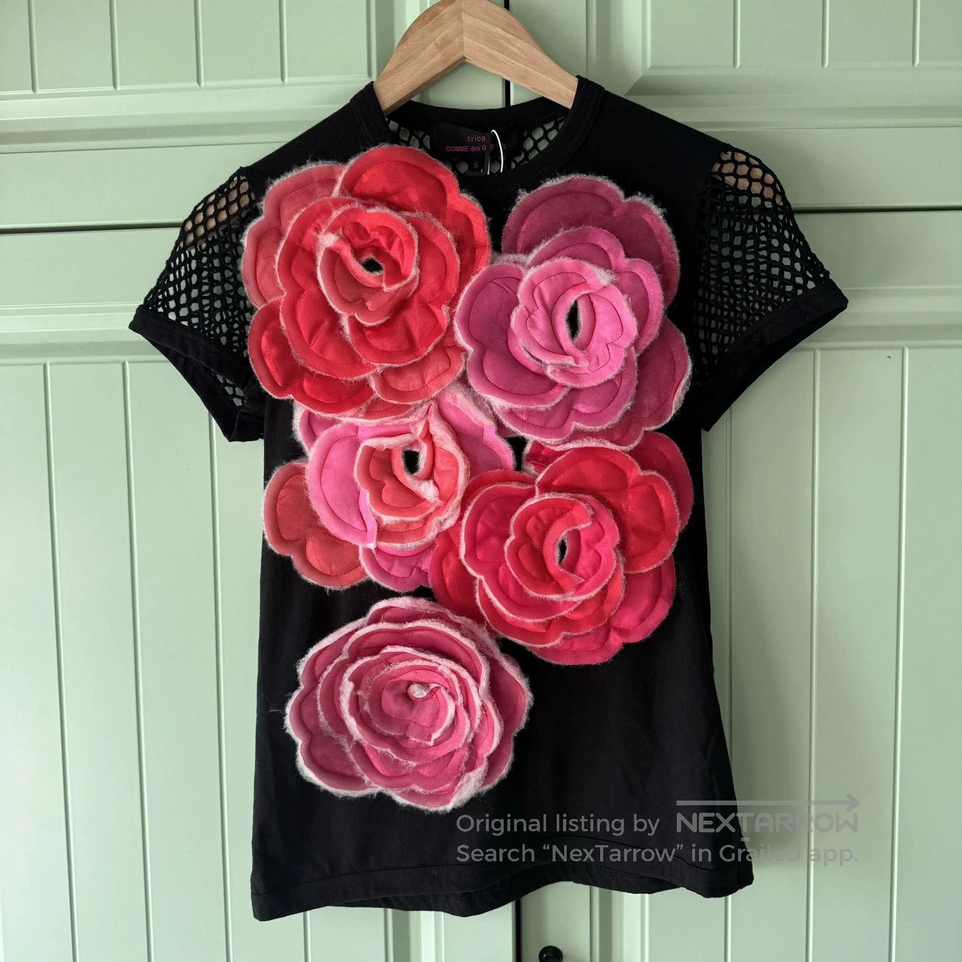 Comme des Garcons COMME des GARCONS Black Mesh Rose T-shirt. Size US S / EU 44-46 / 1 - 1 Thumbnail