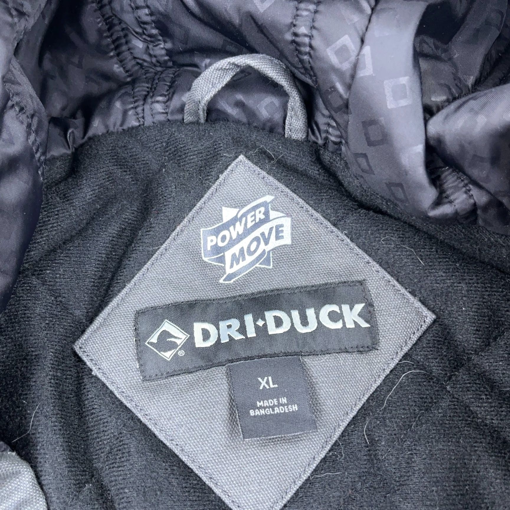 Vintage DRI DUCK Jacket Men XL Gray Canvas Hooded Work Wear Power Move Lined Adult Size US XL / EU 56 / 4 - 5 Thumbnail